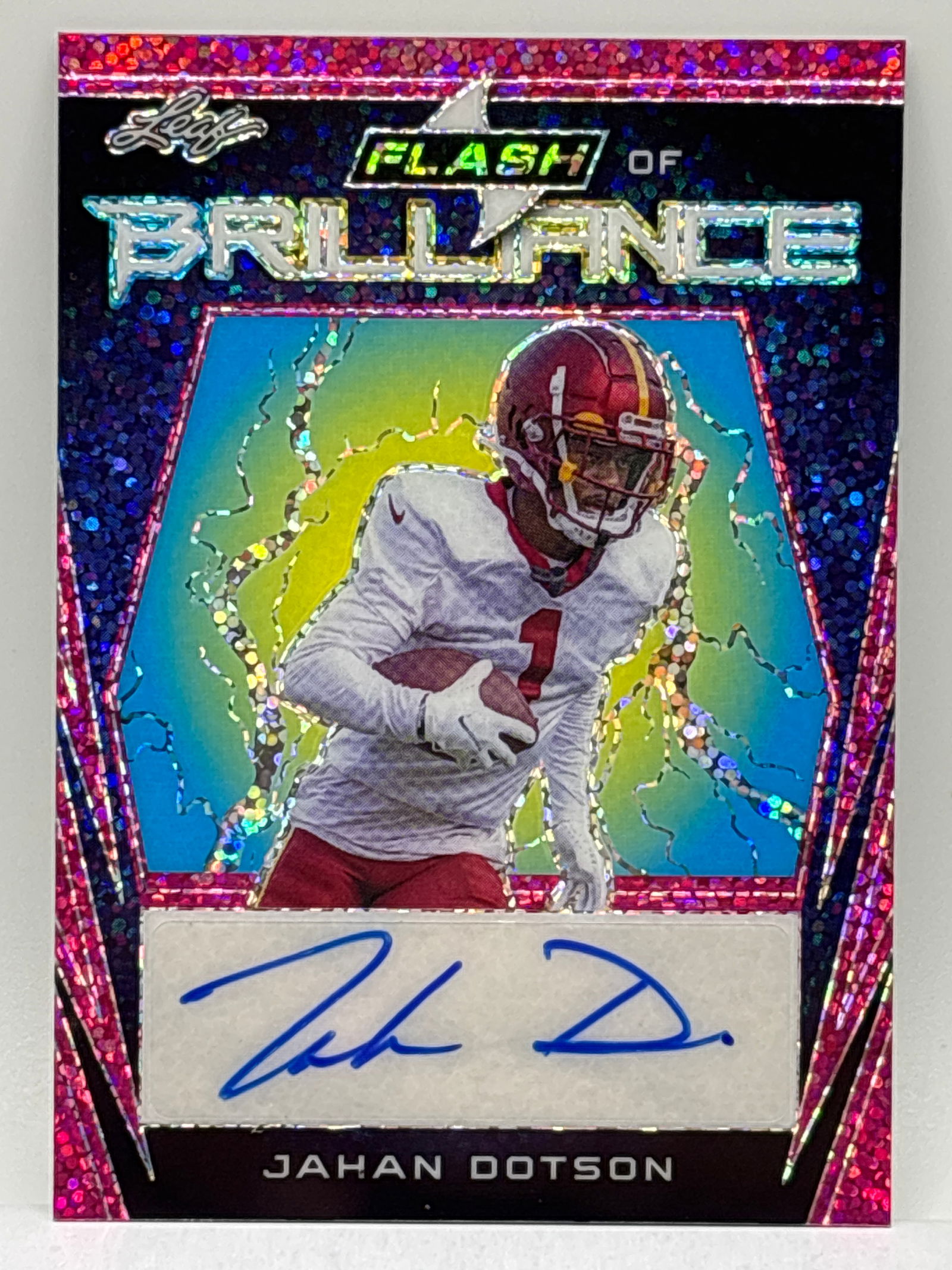 EXTREMELY RARE 5/7 2023 LEAF FLASH OF BRILLIANCE JAHAN DOTSON AUTOGRAPHED ROOKIE CARD (1 of 5)