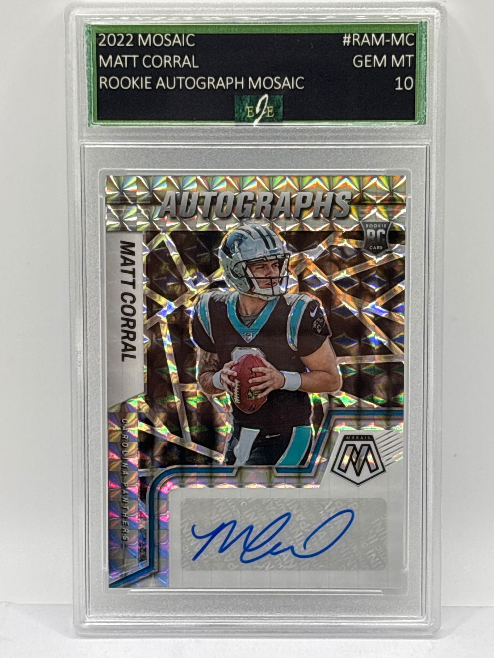 2022 PANINI MOSAIC MATT CORRAL ROOKIE AUTOGRAPHS PRIZM HOLO RC GRADED EJE GEM MINT 10 (1 of 3)