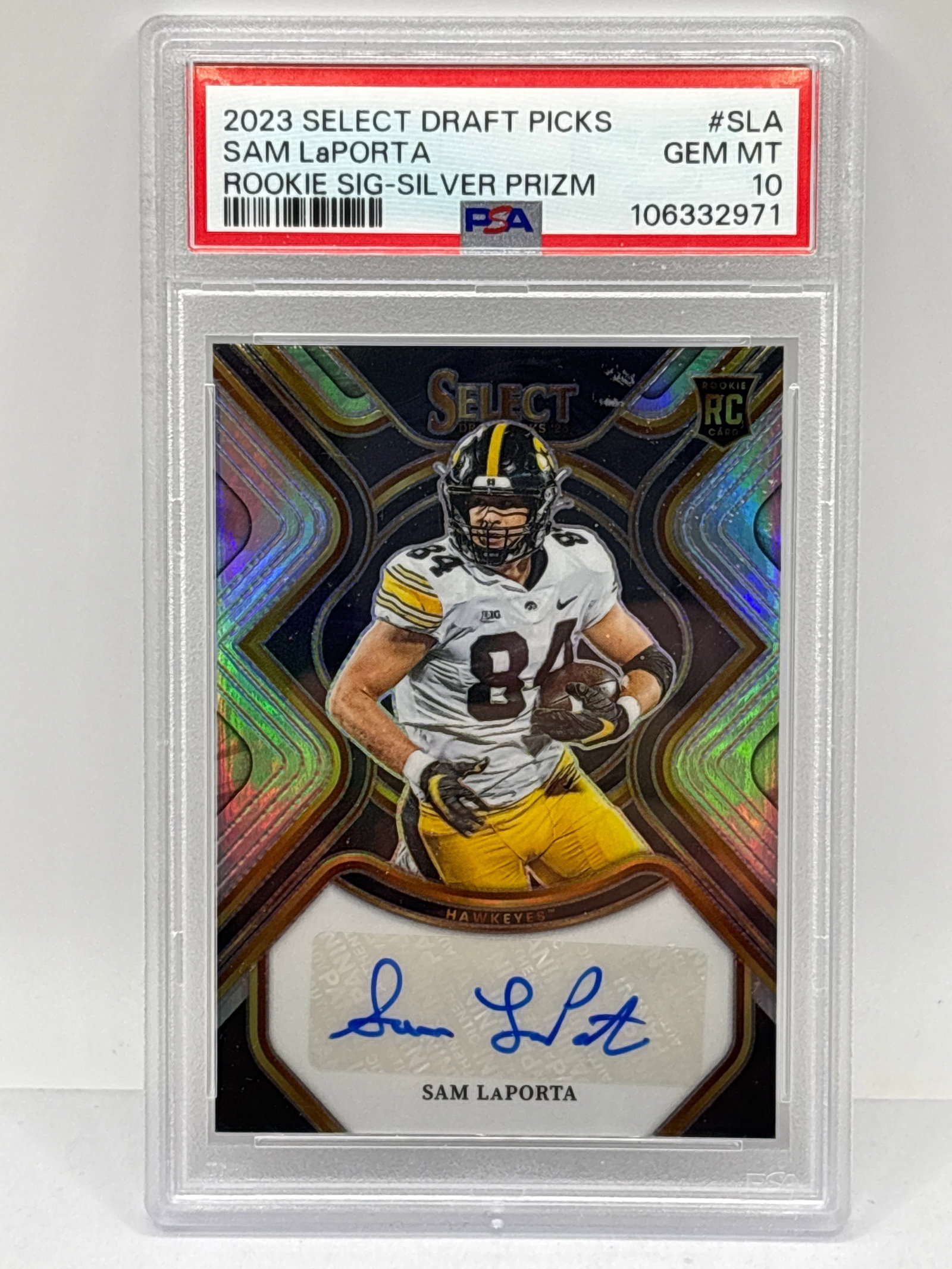2023 PANINI SELECT DRAFT PICKS SAM LAPORTA ROOKIE SIG-SILVER PRIZM HOLO AUTO RC PSA GEM MINT 10 (1 of 5)
