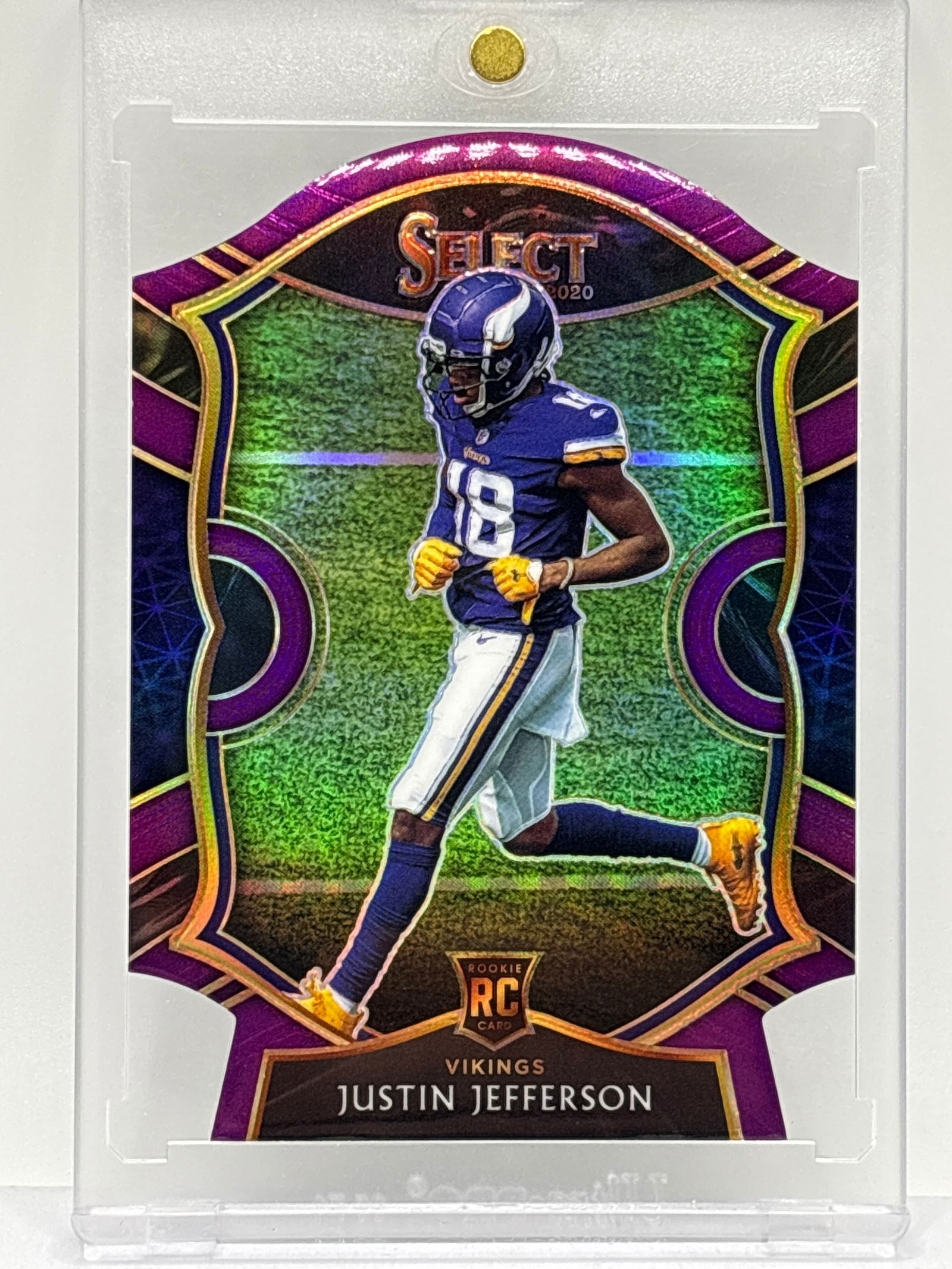 2020 PANINI SELECT #61 JUSTIN JEFFERSON PURPLE CONCOURSE PRIZM HOLO DIE-CUT ROOKIE CARD (1 of 7)