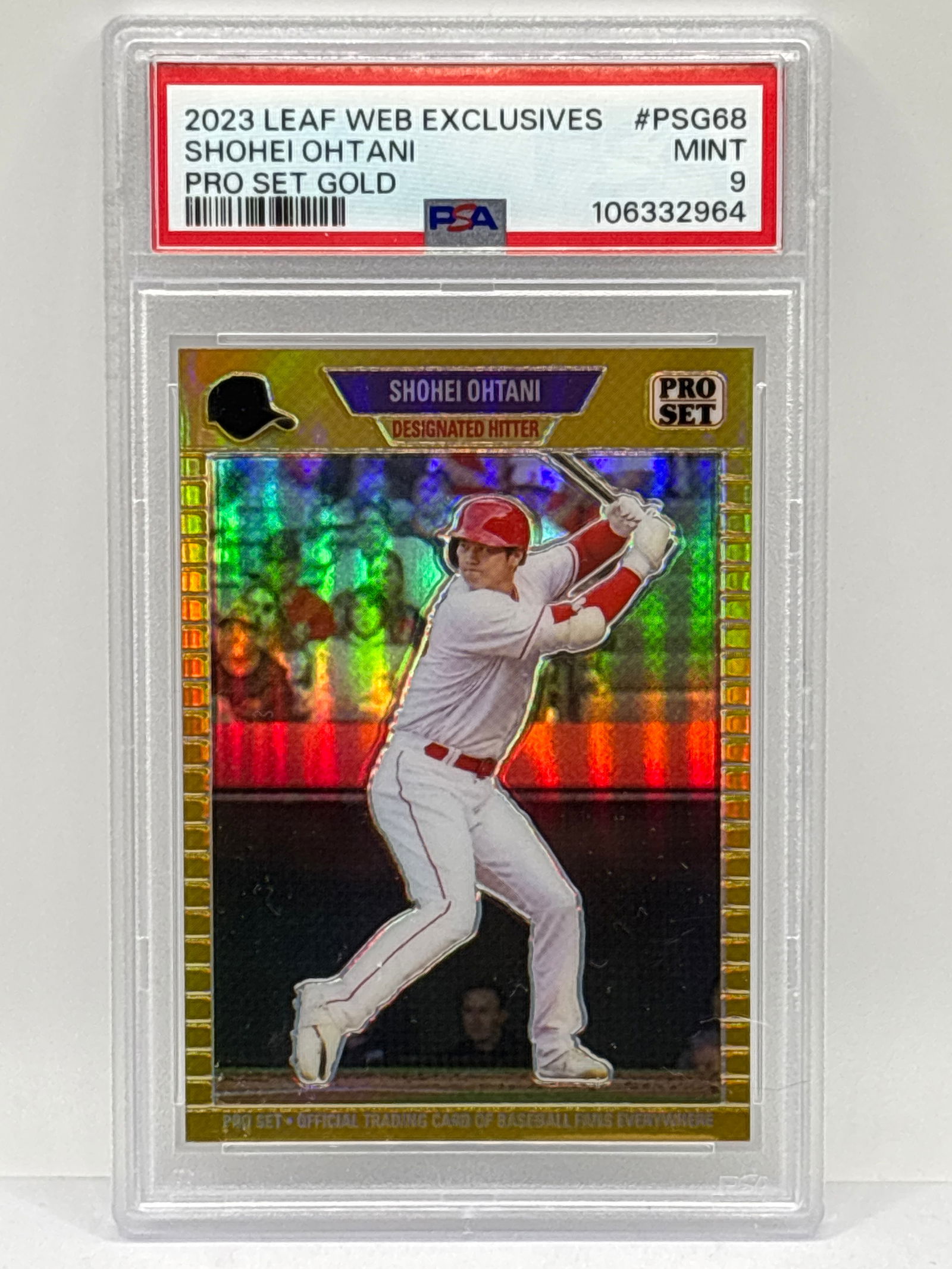 87/199!! 2023 LEAF WEB EXCLUSIVES SHOHEI OHTANI PRO SET GOLD GRADED PSA MINT 9 (1 of 6)