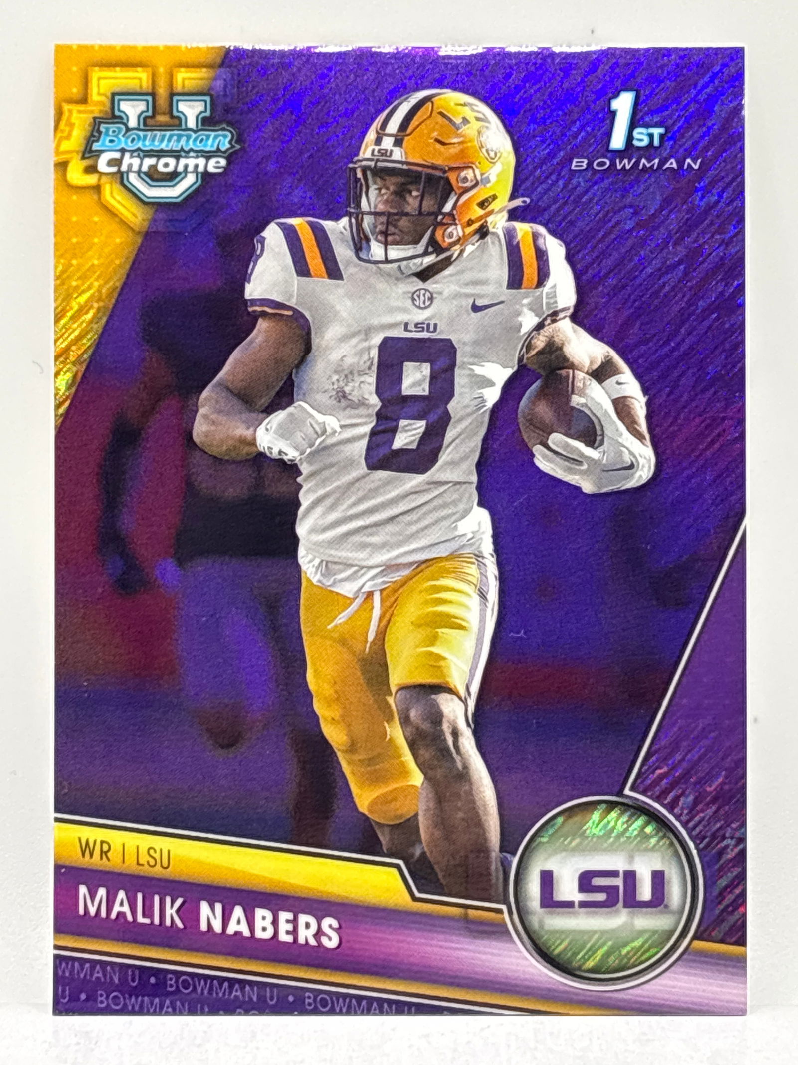 2023 BOWMAN CHROME UNIVERSITY MALIK NABERS PURPLE SHIMMER 1ST BOWMAN ROOKIE CARD (1 of 4)