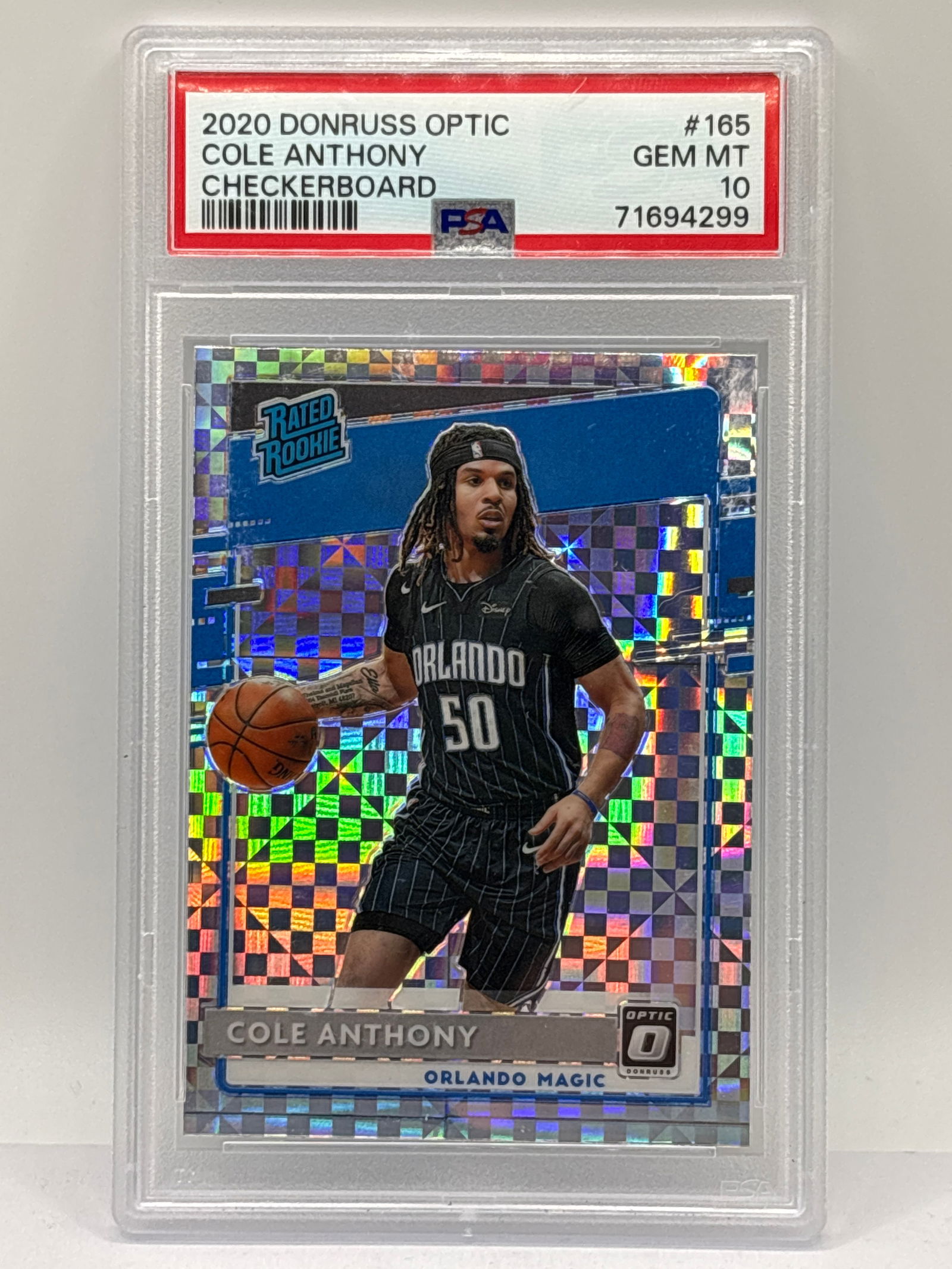 2020 PANINI DONRUSS OPTIC COLE ANTHONY CHECKERBOARD RATED ROOKIE CARD GRADED PSA GEM MINT 10 (1 of 4)