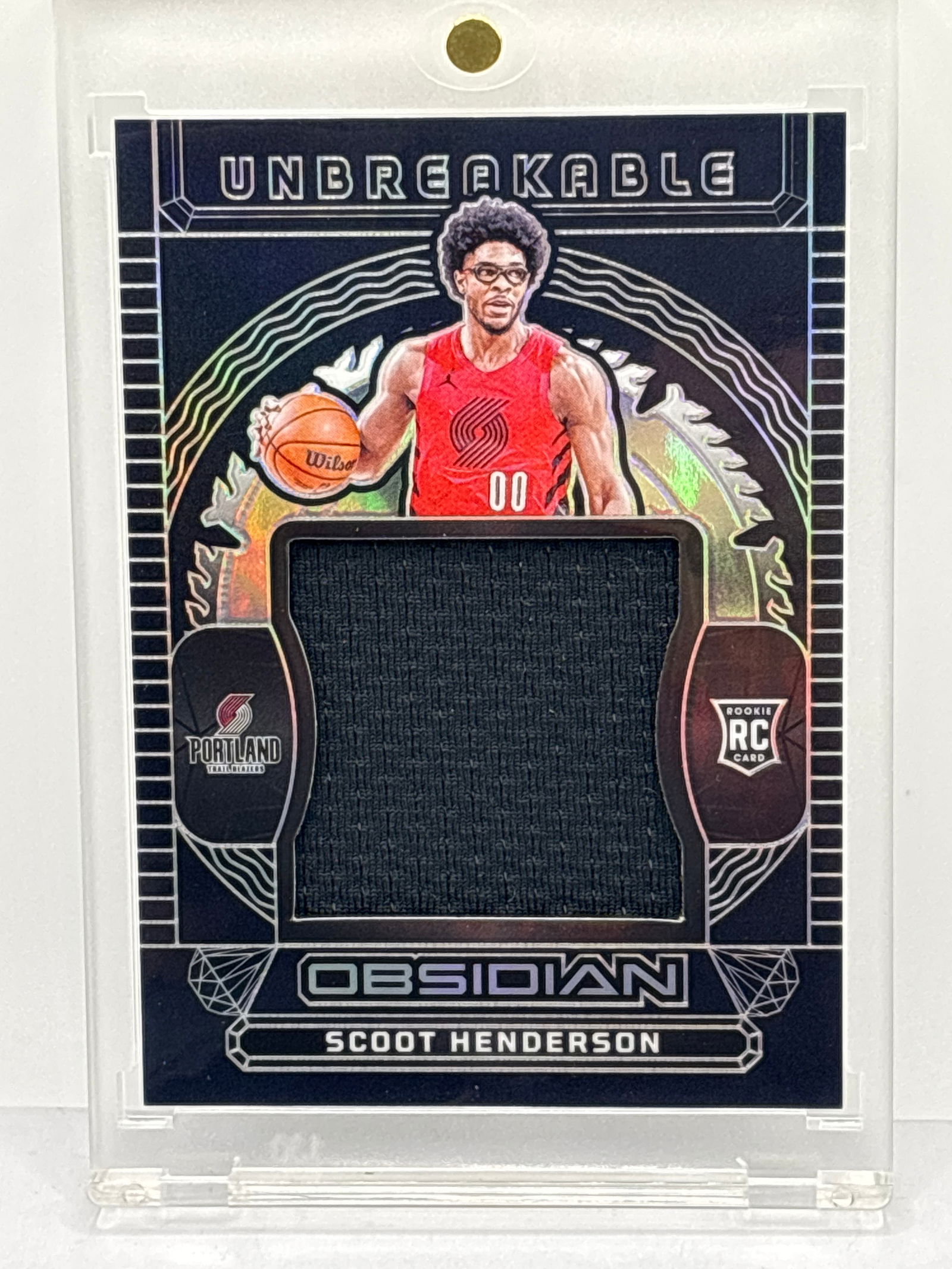 153/249! 2023-24 PANINI OBSIDIAN UNBREAKABLE SCOOT HENDERSON AUTHENTIC MEMORABILIA ROOKIE CARD PATCH (1 of 6)