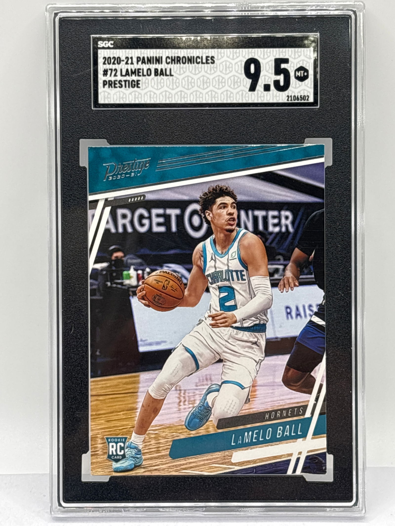 2020-21 PANINI CHRONICLES LAMELO BALL PRESTIGE ROOKIE CARD GRADED SGC MINT+ 9.5 (1 of 3)