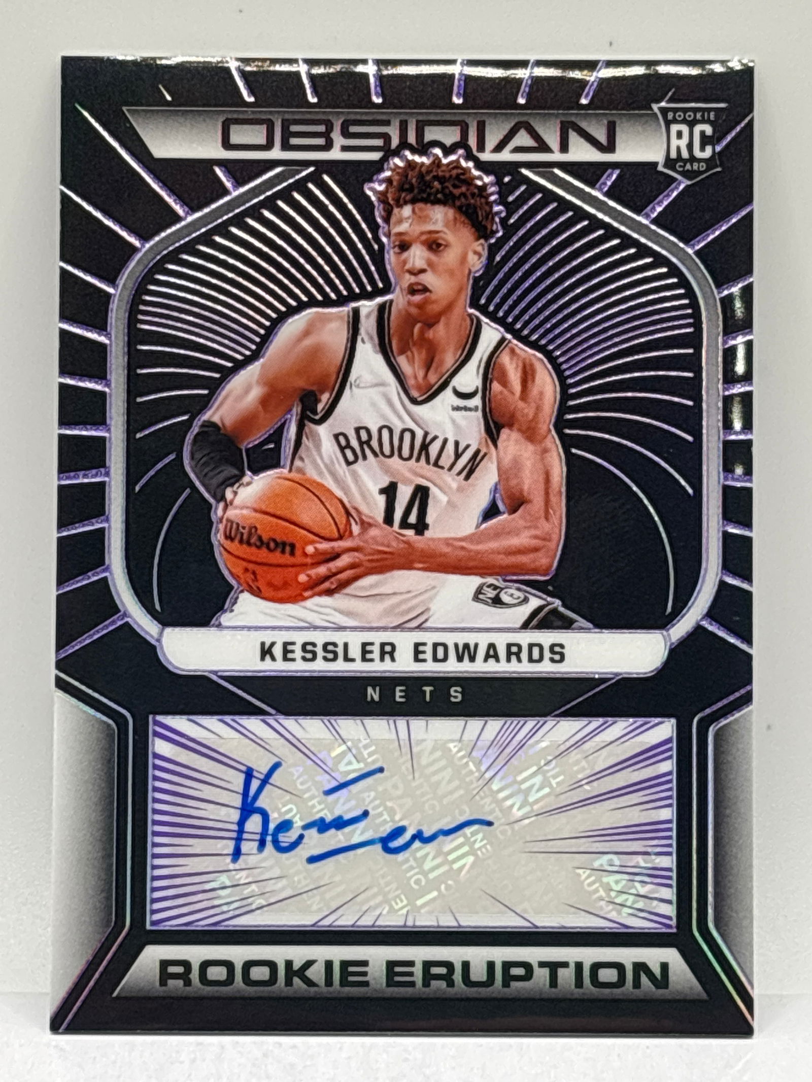 27/75!! 2021-22 PANINI OBSIDIAN ROOKIE ERUPTION KESSLER EDWARDS AUTOGRAPHED ROOKIE CARD (1 of 4)