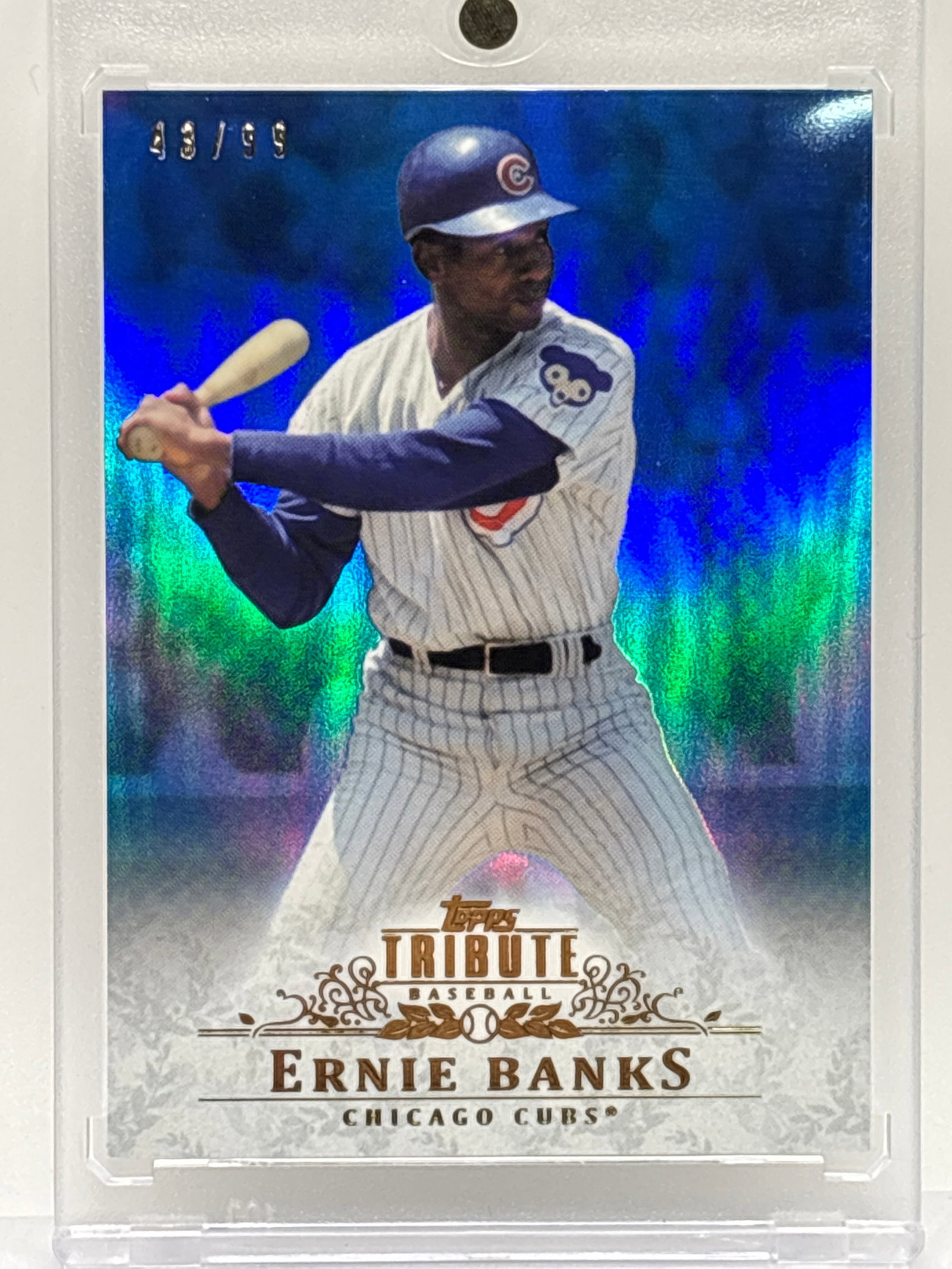 43/99!! 2013 TOPPS TRIBUTE ERNIE BANKS BLUE REFRACTOR: 43/99!! 2013 TOPPS TRIBUTE ERNIE BANKS BLUE REFRACTOR