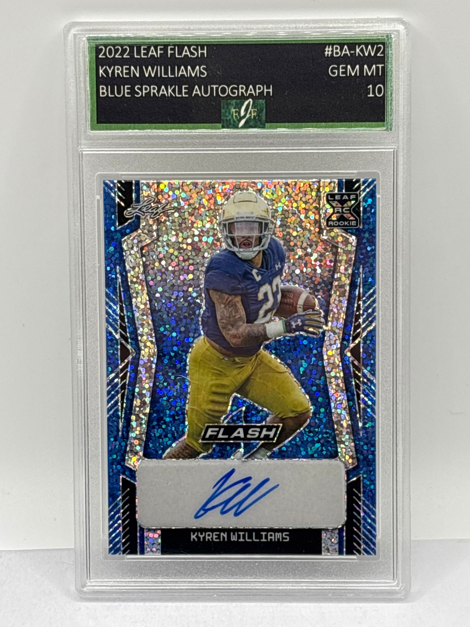VERY RARE 14/25!! 2022 LEAF FLASH KYREN WILLIAMS BLUE SPARKLE AUTOGRAPHED RC GRADED EJE GEM MINT 10 (1 of 4)