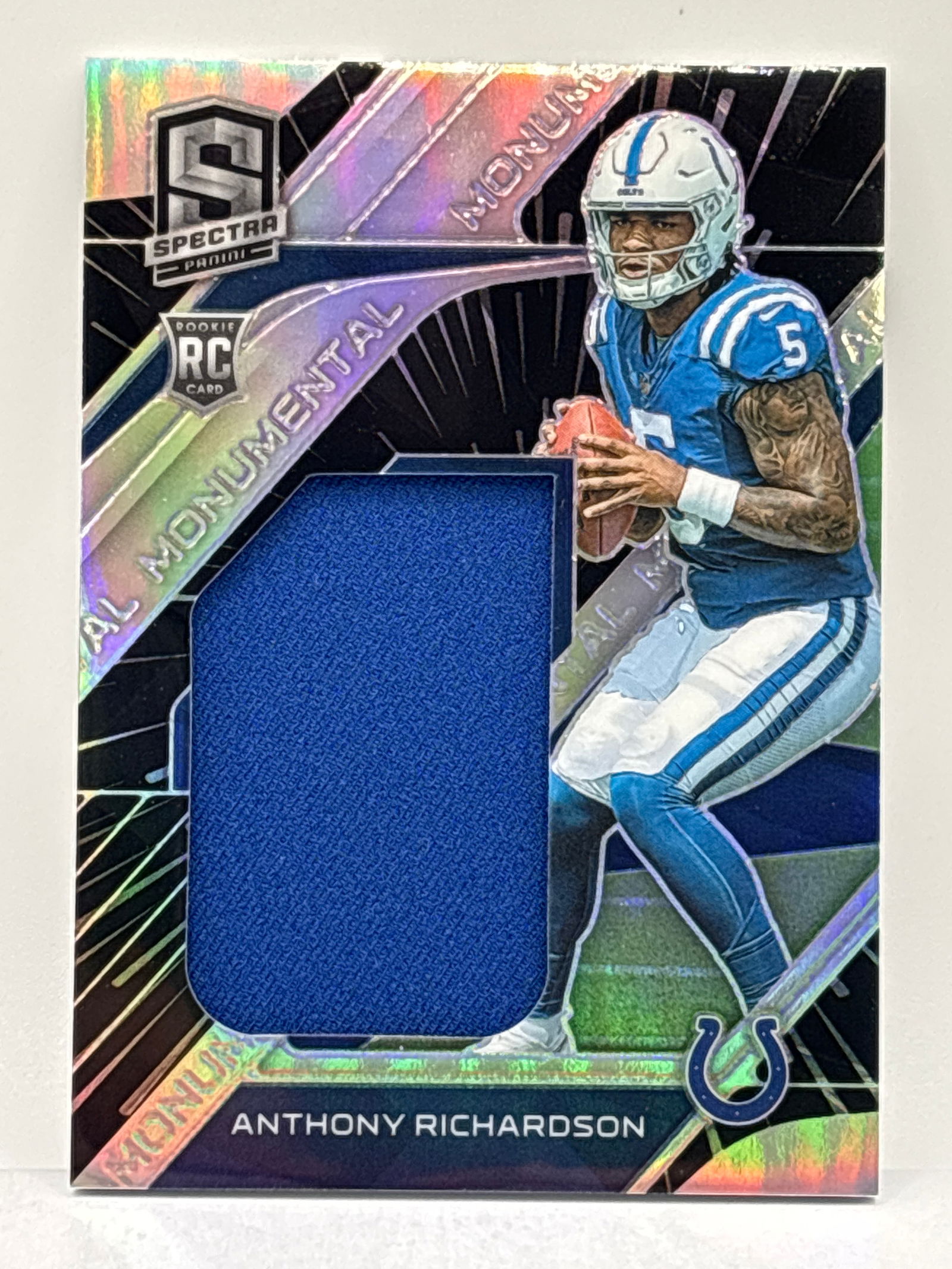 6/60!! 2023 PANINI SPECTRA MONUMENTAL ANTHONY RICHARDSON AUTHENTIC MEMORABILIA PRIZM HOLO RC PATCH (1 of 6)