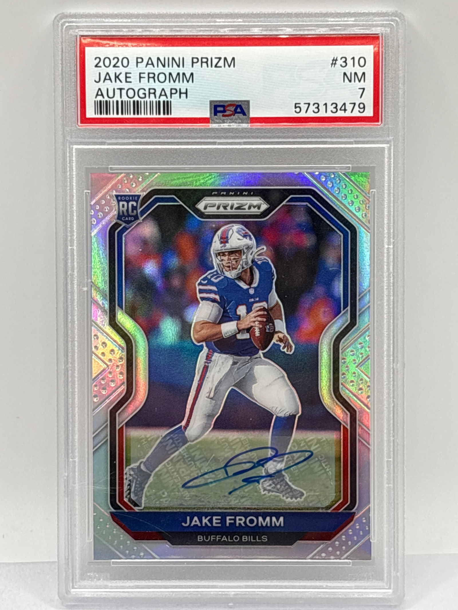 2020 PANINI PRIZM JAKE FROMM AUTOGRAPHED SILVER PRIZM HOLO GRADED PSA NM 7 (1 of 5)