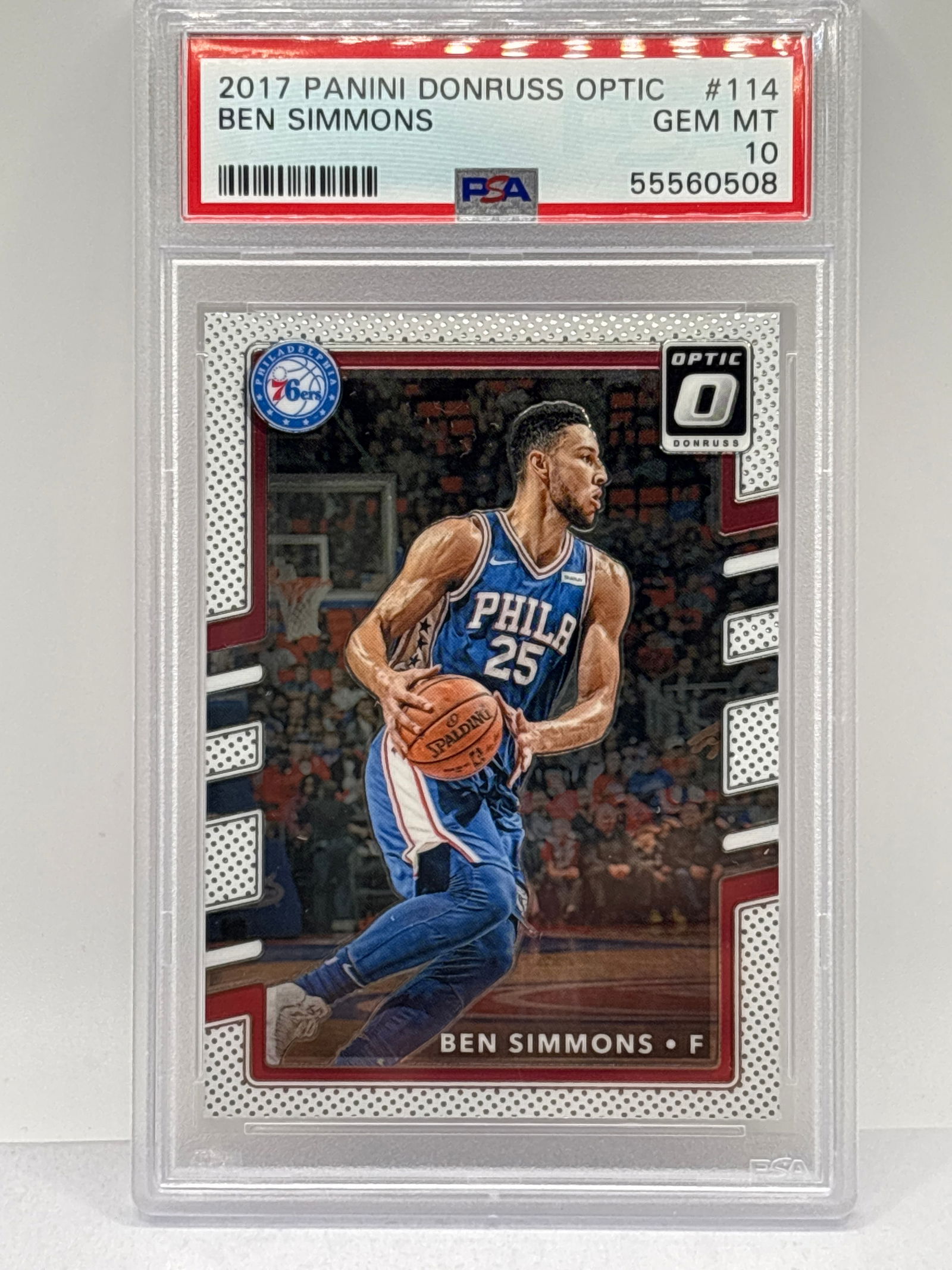 2017 PANINI DONRUSS OPTIC #114 BEN SIMMONS GRADED PSA GEM MINT 10 (1 of 3)