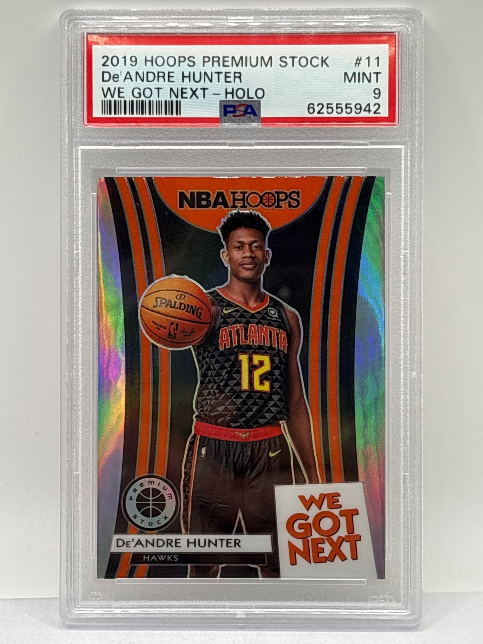 2019 PANINI HOOPS PREMIUM STOCK #11 DEANDRE HUNTER WE GOT NEXT SILVER PRIZM HOLO GRADED PSA MINT 9 (1 of 4)