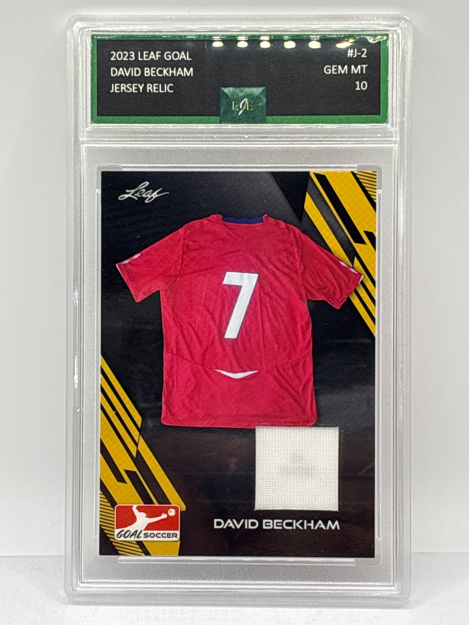 2023 LEAF GOAL DAVID BECKHAM GOAL SOCCER JERSEY RELIC GRADED EJE GEM MINT 10 (1 of 5)