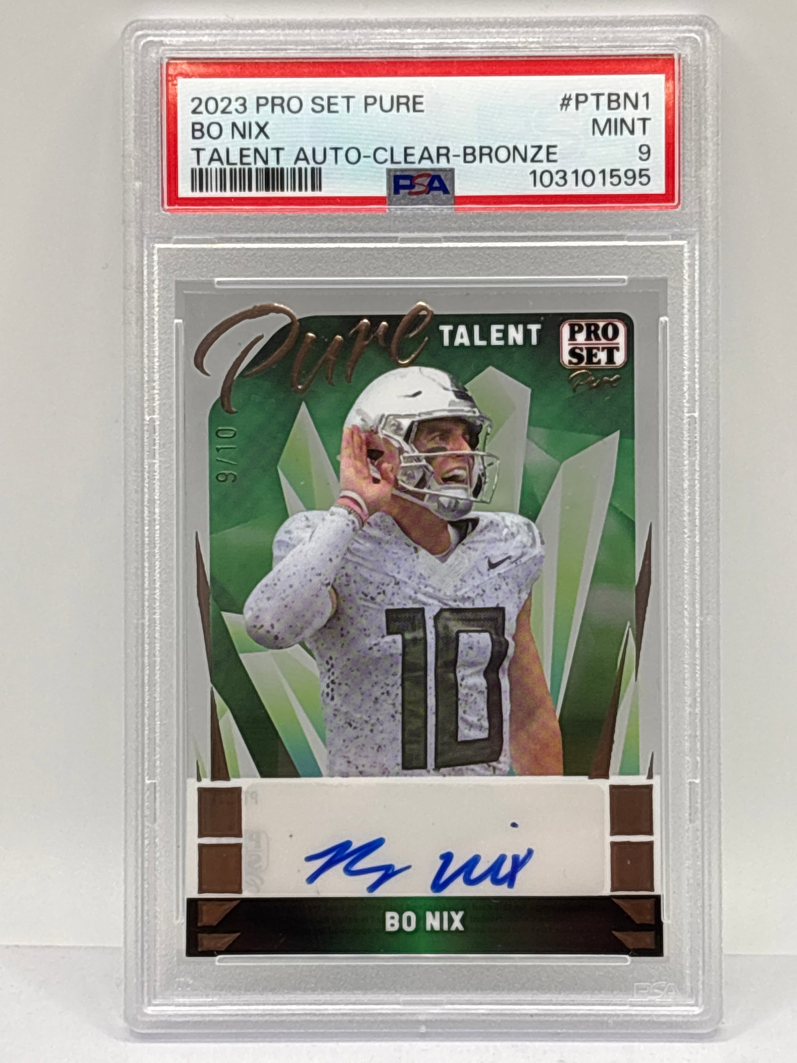 9/10!! 2023 PRO SET BO NIX PURE TALENT CLEAR BRONZE AUTOGRAPHED ROOKIE CARD GRADED PSA MINT 9 (1 of 5)