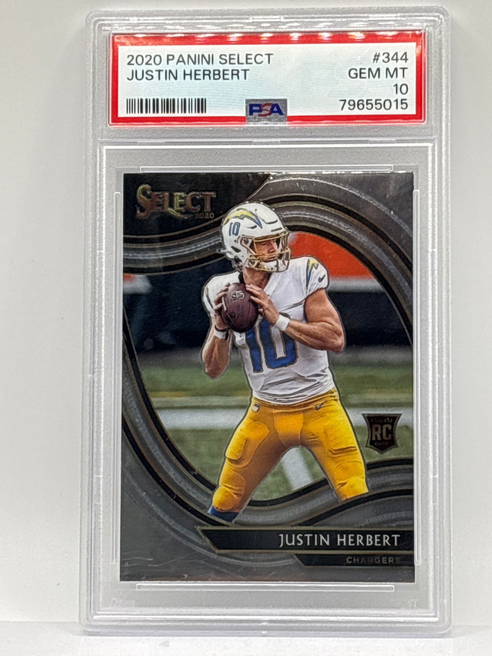 2020 PANINI SELECT JUSTIN HERBERT #344 FIELD LEVEL ROOKIE CARD GRADED PSA GEM MINT 10 (1 of 4)