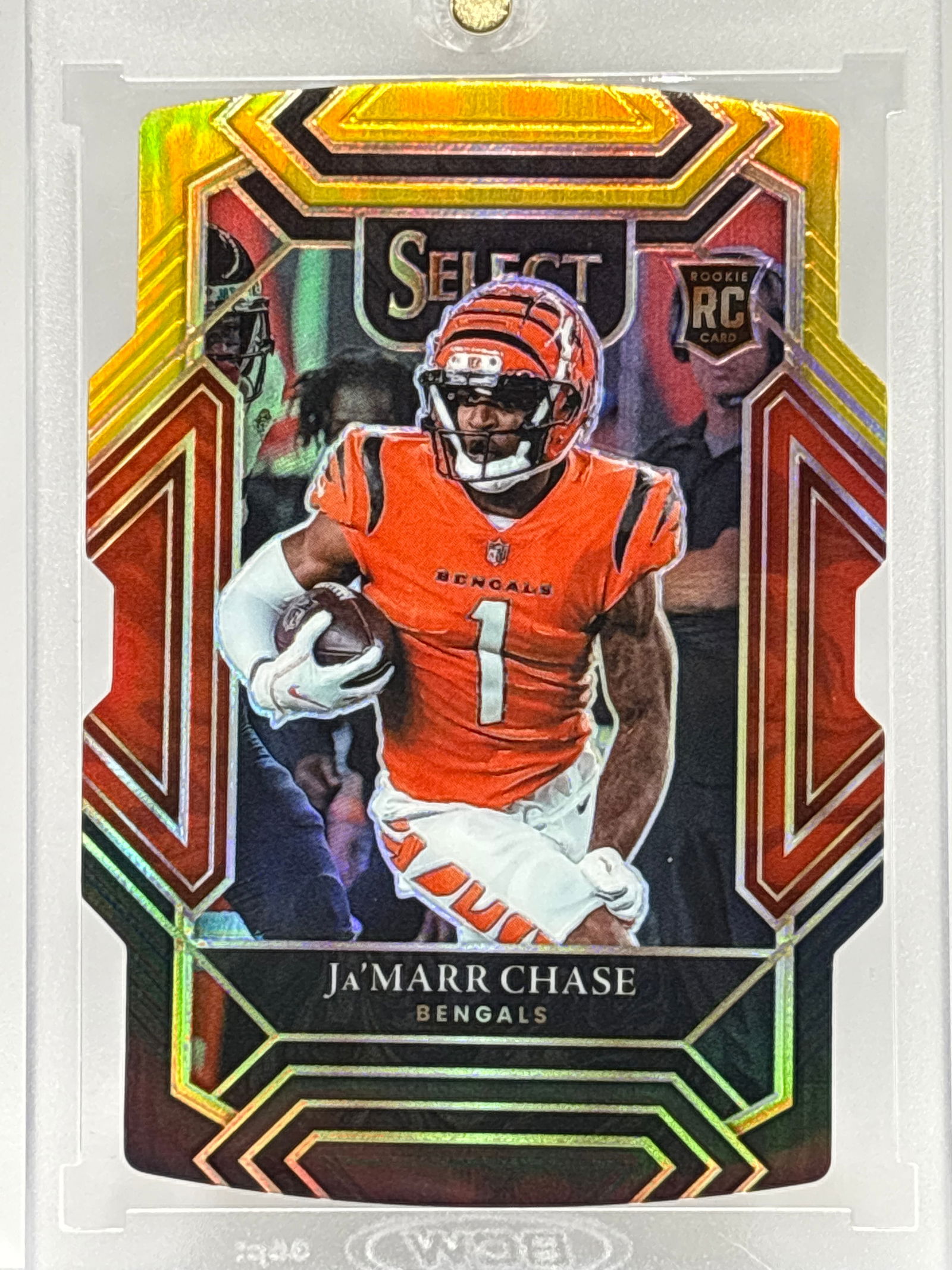 2021 PANINI SELECT JAMARR CHASE CLUB LEVEL TRI-COLOR DIE-CUT PRIZM HOLO ROOKIE CARD (1 of 4)