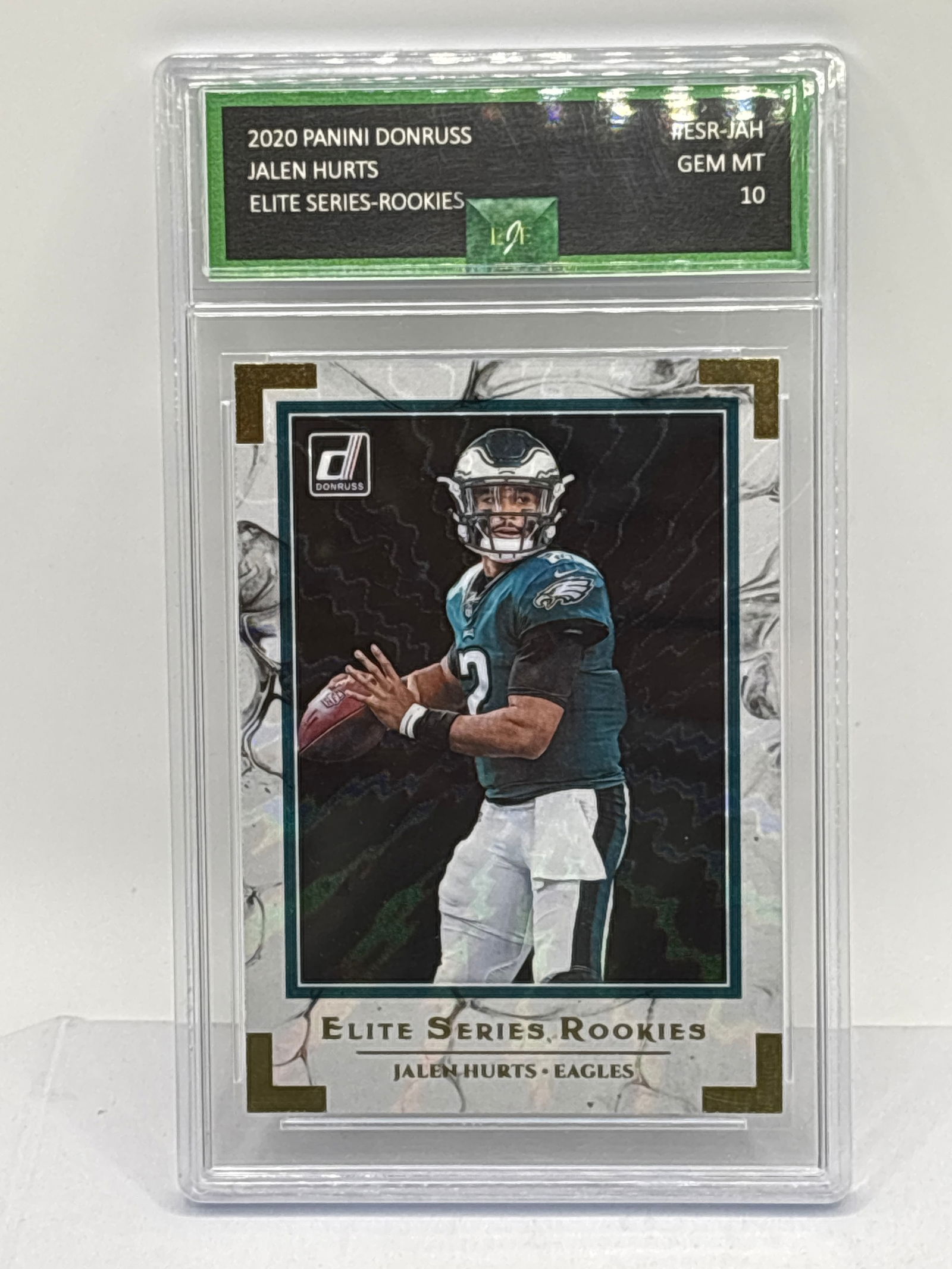 2020 PANINI DONRUSS ELITE SERIES ROOKIES JALEN HURTS ROOKIE CARD GRADED EJE GEM MINT 10 (1 of 3)