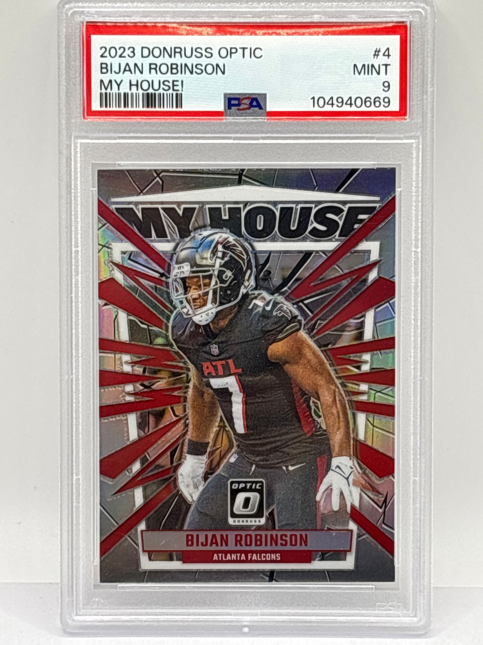 2023 PANINI DONRUSS OPTIC BIJAN ROBINSON MY HOUSE! SILVER PRIZM HOLO GRADED PSA MINT 9 (1 of 4)