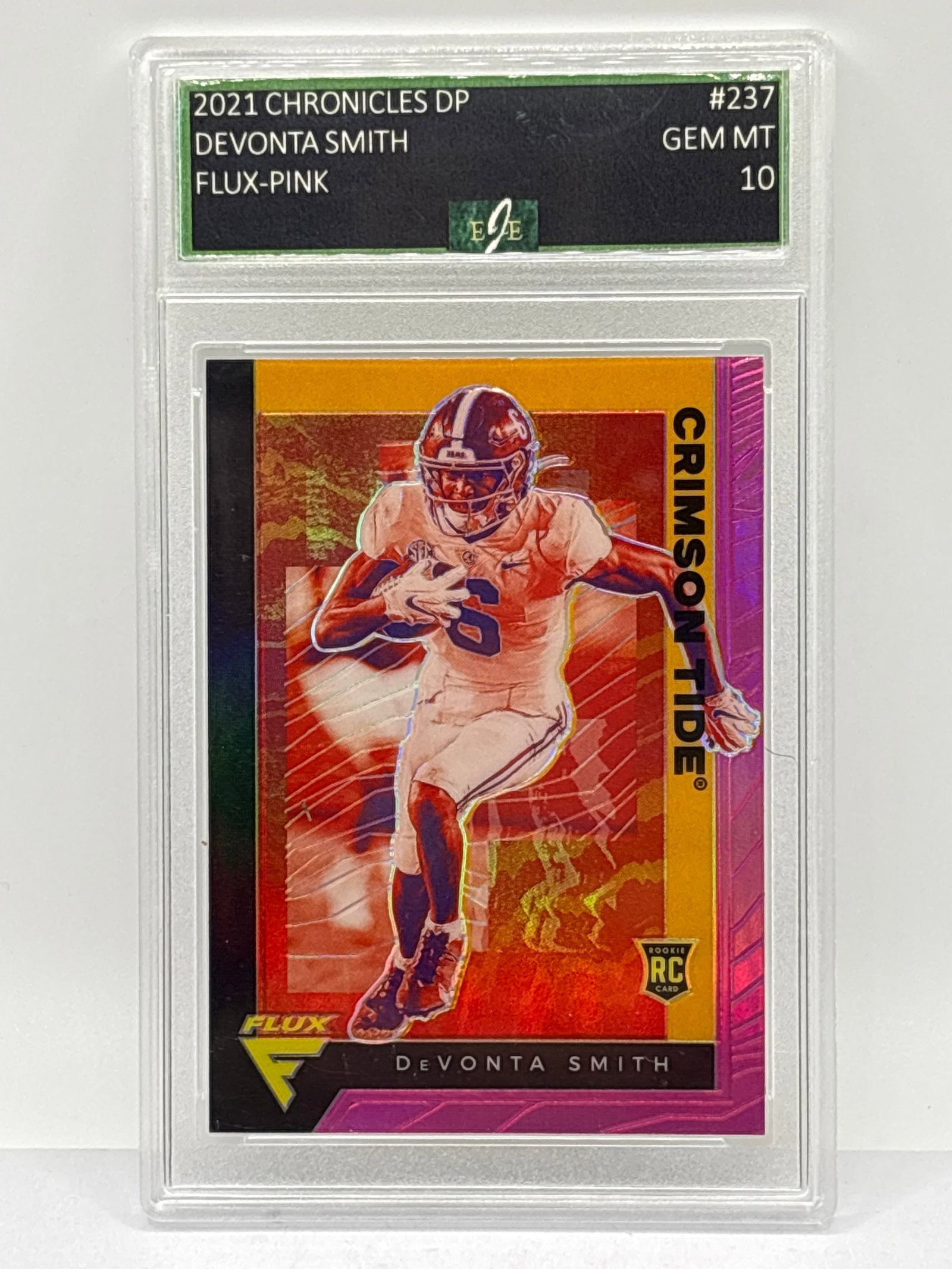2021 PANINI CHRONICLES DP DEVONTA SMITH PINK FLUX PRIZM HOLO ROOKIE CARD GRADED EJE GEM MINT 10 (1 of 3)