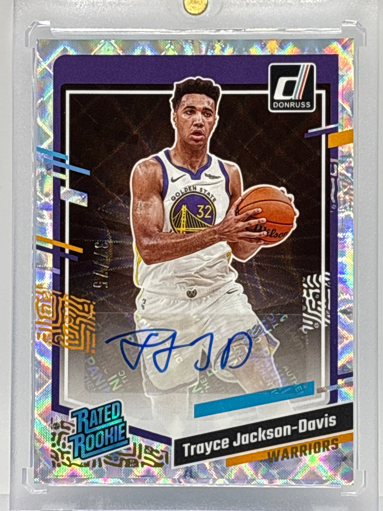 37/75!! 2023-24 PANINI DONRUSS #267 TRAYCE JACKSON-DAVIS DIAMOND AUTOGRAPHED ROOKIE CARD (1 of 5)