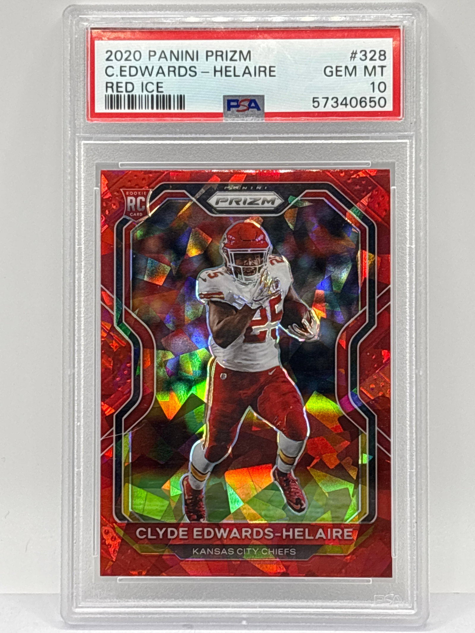 2020 PANINI PRIZM CLYDE EDWARDS RED CRACKED ICE PRIZM HOLO ROOKIE CARD GRADED PSA GEM MINT 10 (1 of 3)