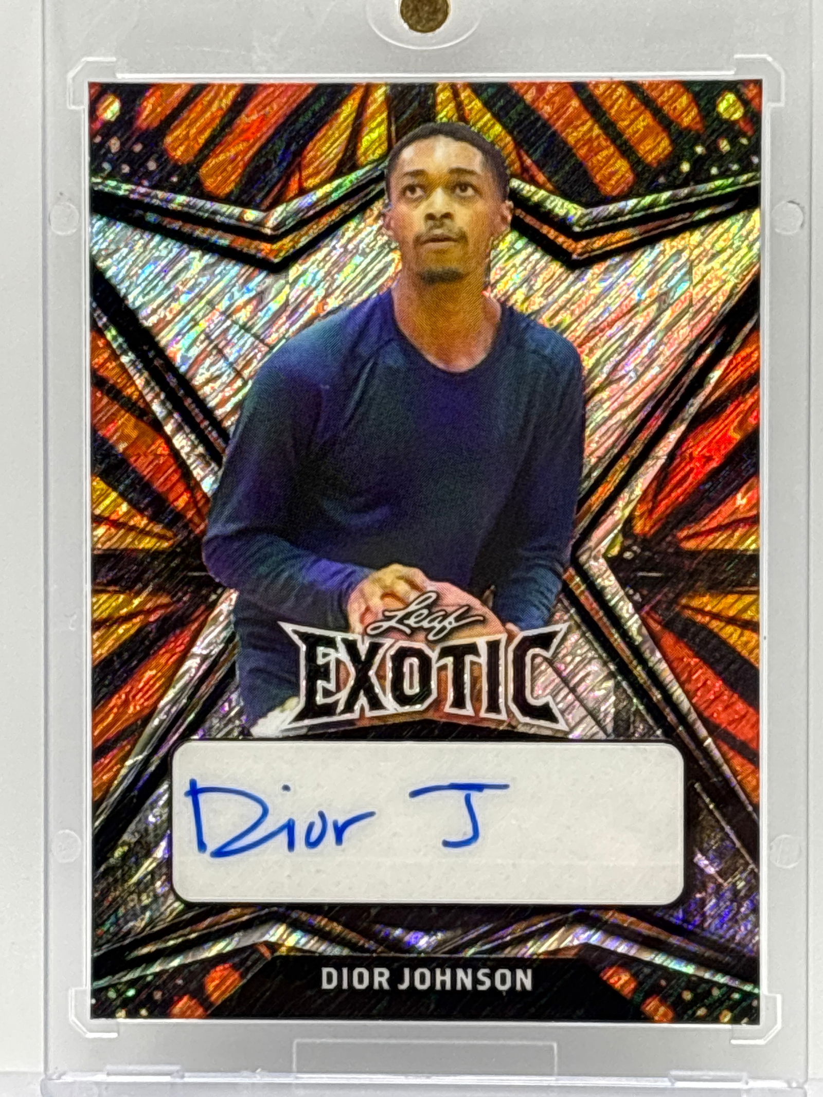 1/2!! 2022 LEAF EXOTIC DIOR JOHNSON TIGER STRIPE SHIMMER AUTOGRAPHED ROOKIE CARD (1 of 5)