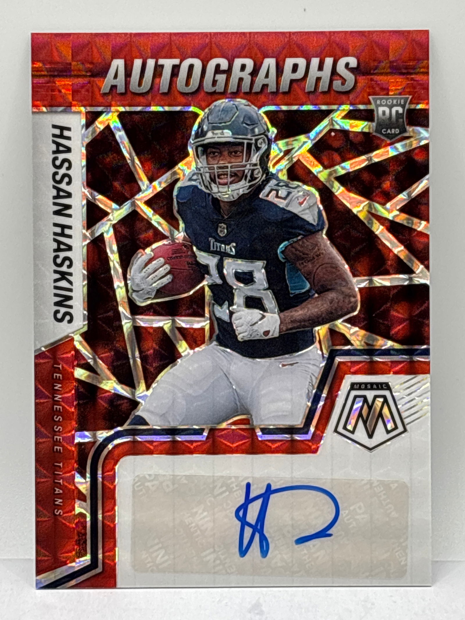 2022 PANINI MOSAIC HASSAN HASKINS RED PRIZM HOLO AUTOGRAPHED ROOKIE CARD (1 of 3)