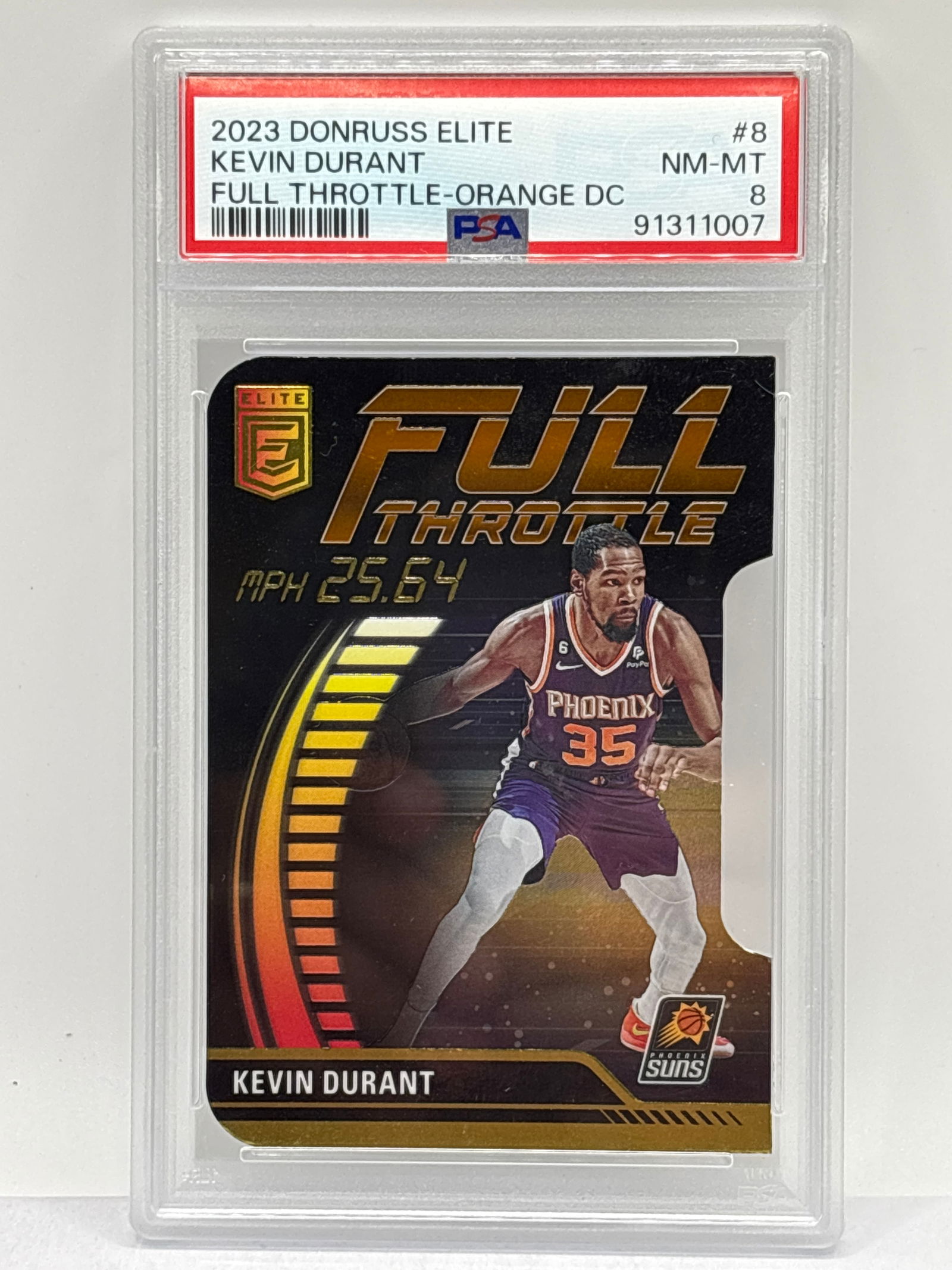 2023 PANINI DONRUSS ELITE KEVIN DURANT FULL THROTTLE ORANGE DIE-CUT PSA NM-MT 8 (1 of 3)
