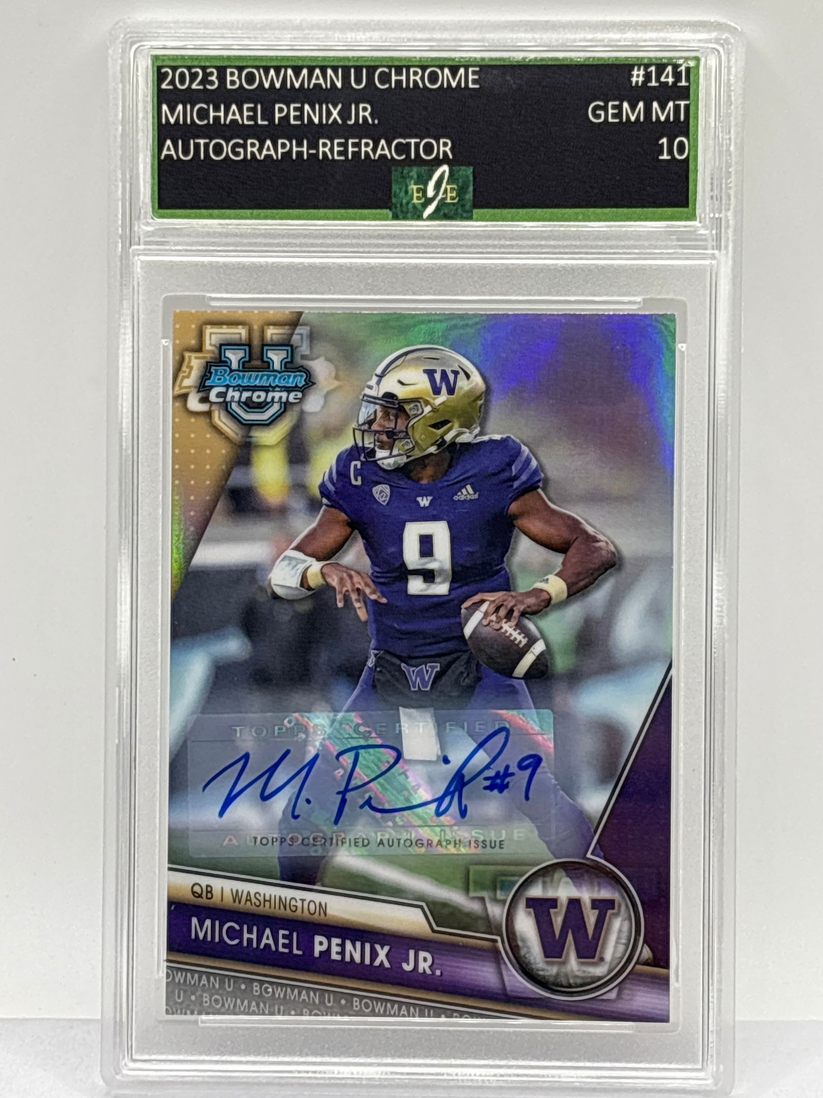2023 BOWMAN U CHROME MICHAEL PENIX JR AUTOGRAPHED ROOKIE REFRACTOR EJE GRM MINT 10 (1 of 4)