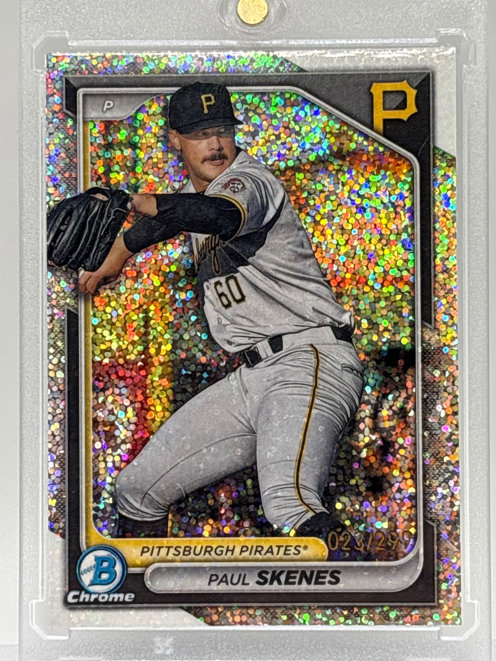 23/299!!  2024 BOWMAN CHROME PAUL SKENES SPARKLE ROOKIE REFRACTOR (1 of 4)