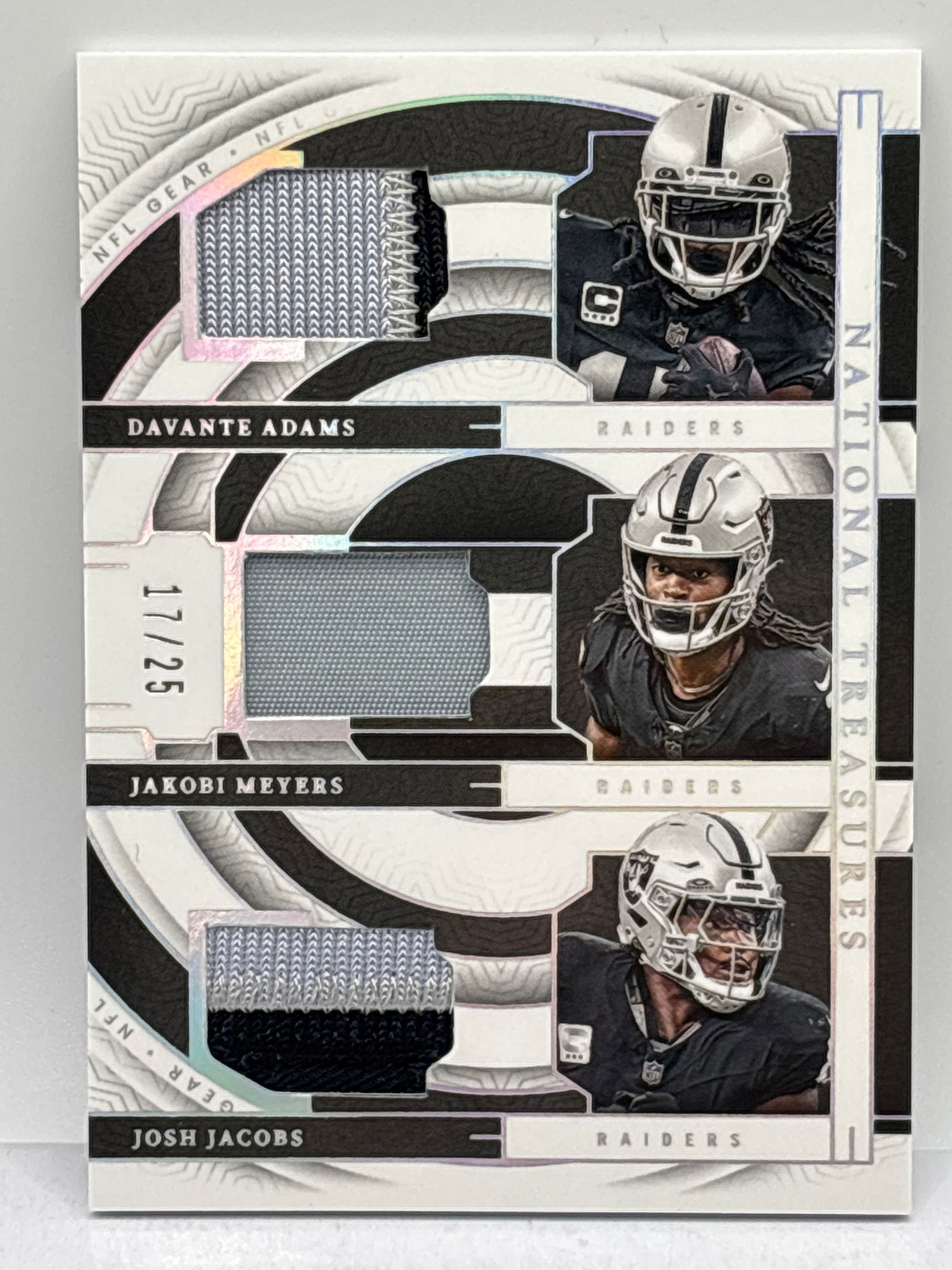 RARE 17/25!!  2023 PANINI NATIONAL TREASURES RAIDERS TEAM TRIPLE PATCH CARD (1 of 6)