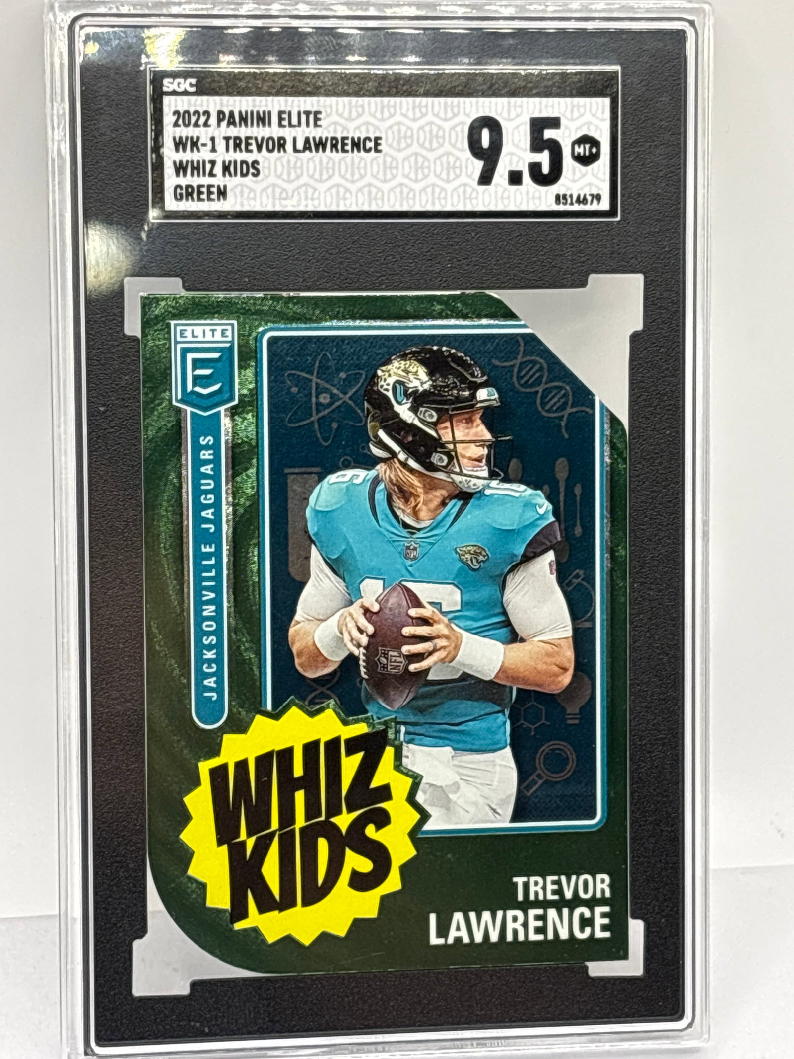 SSP EXTREMELY RARE 2022 PANINI ELITE TREVOR LAWRENCE WHIZ KIDS GREEN DIE-CUT SGC MT+ 9.5 (1 of 6)