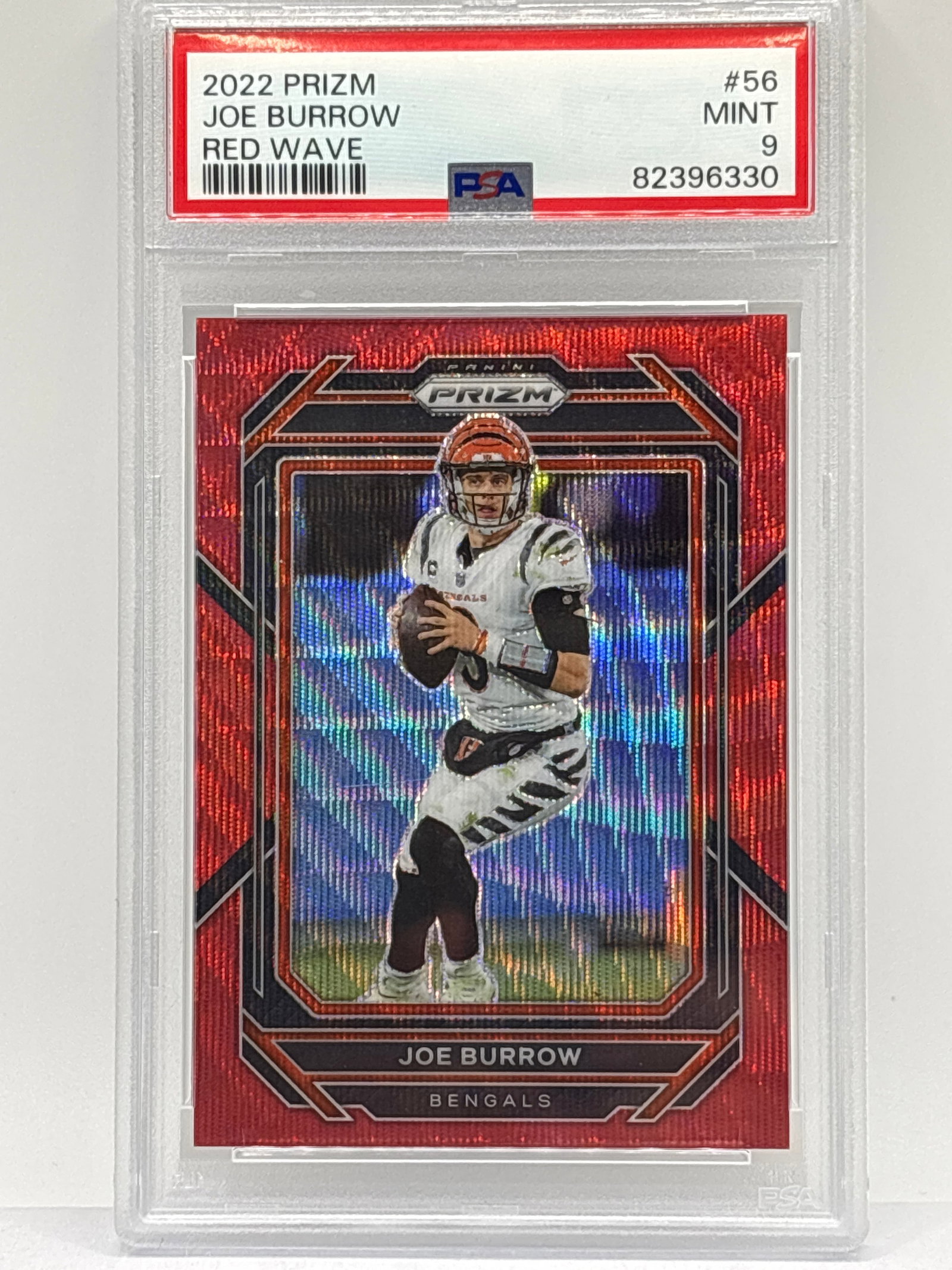 139/149!!  2022 PANINI PRIZM JOE BURROW RED WAVE PRIZM HOLO PSA MINT 9 (1 of 4)