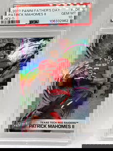 155/199!! 2022 PANINI FATHERS DAY PATRICK MAHOMES II HOLO PSA GEM MINT 10: 155/199!! 2022 PANINI FATHERS DAY PATRICK MAHOMES II HOLO PSA GEM MINT 10