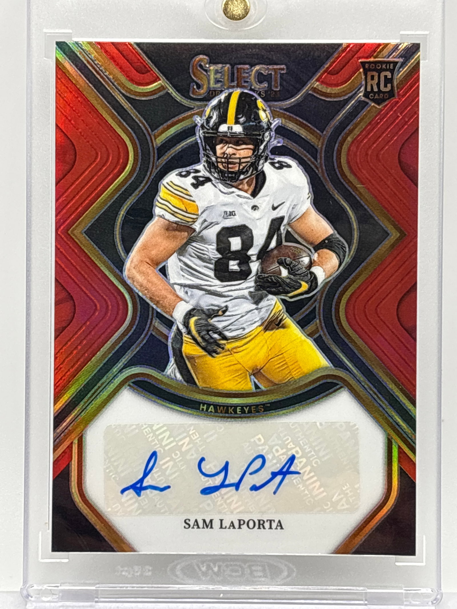 2023 PANINI SELECT DRAFT PICKS SAM LAPORTA RED PRIZM HOLO AUTOGRAPHED ROOKIE CARD (1 of 3)