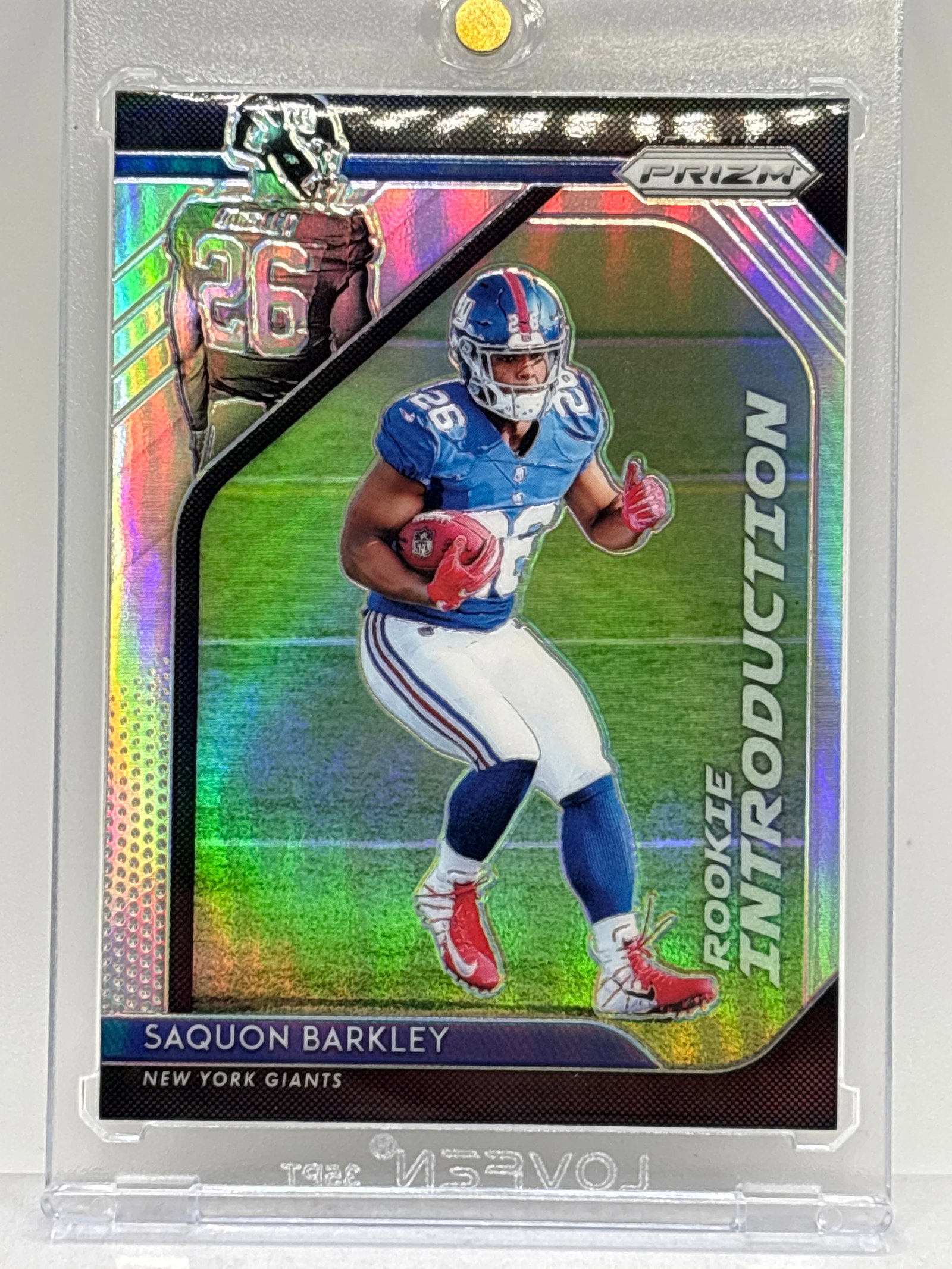 2018 PANINI PRIZM SAQUON BARKLEY ROOKIE INTRODUCTIONS PRIZM HOLO SP ROOKIE CARD (1 of 5)