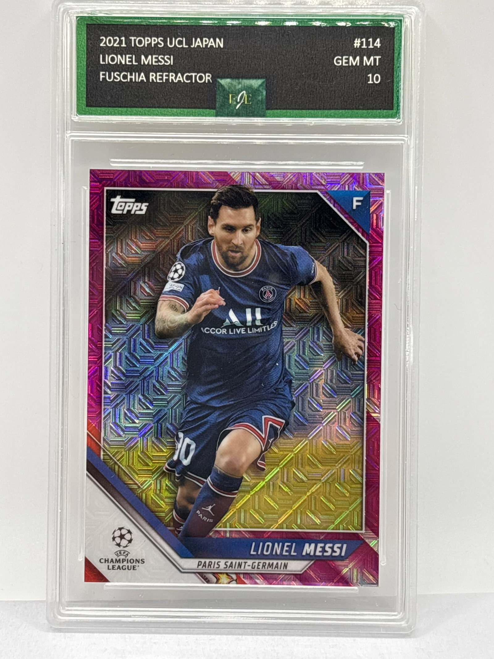 97/125!! 2021 TOPPS UCL JAPAN LIONEL MESSI FUSCHIA REFRACTOR EJE GEM MINT 10: 97/125!! 2021 TOPPS UCL JAPAN LIONEL MESSI FUSCHIA REFRACTOR EJE GEM MINT 10
