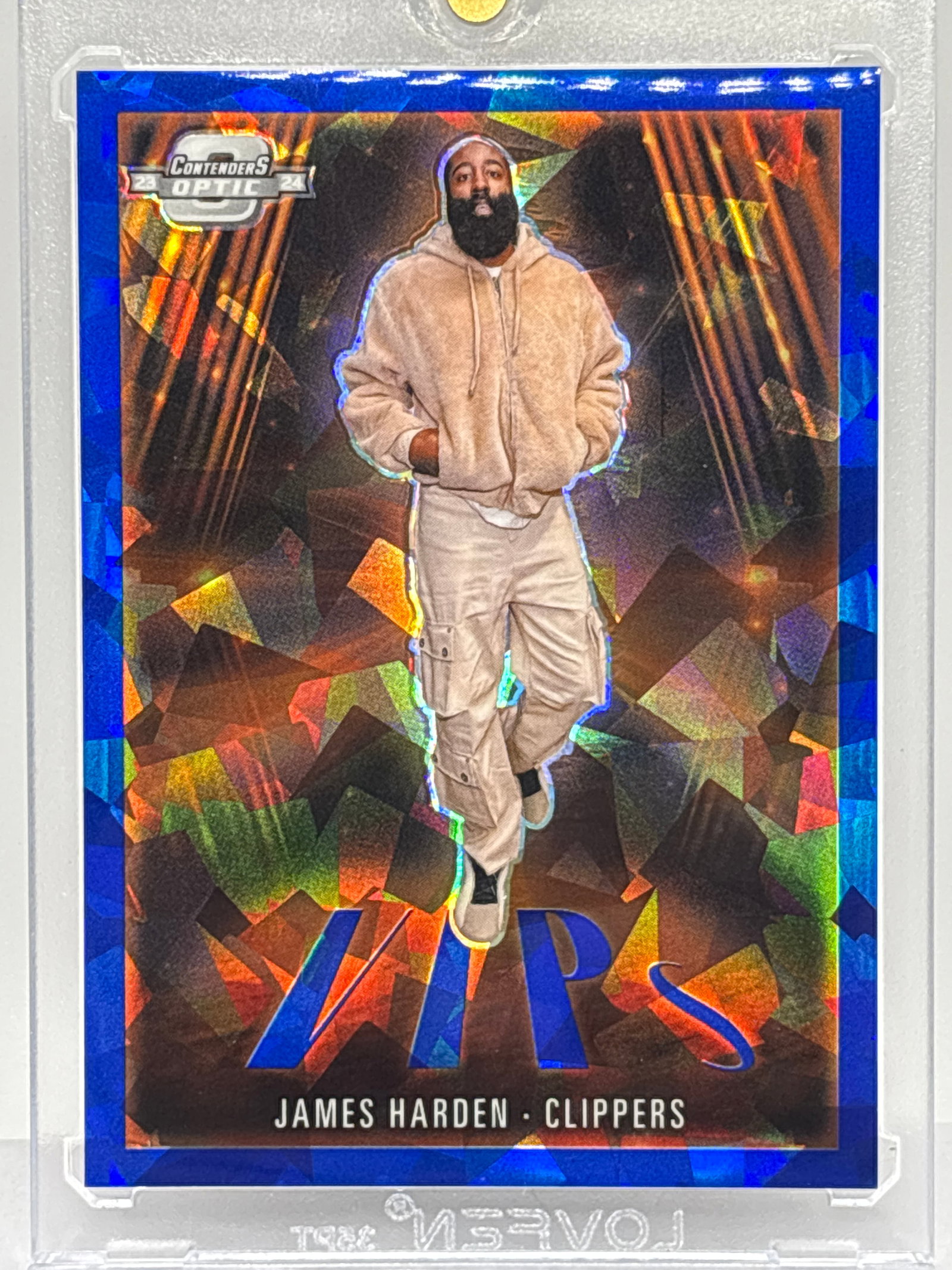 48/75!!  2023-24 PANINI CONTENDERS OPTIC JAMES HARDEN VIPS BLUE CRYSTALS PRIZM HOLO (1 of 5)