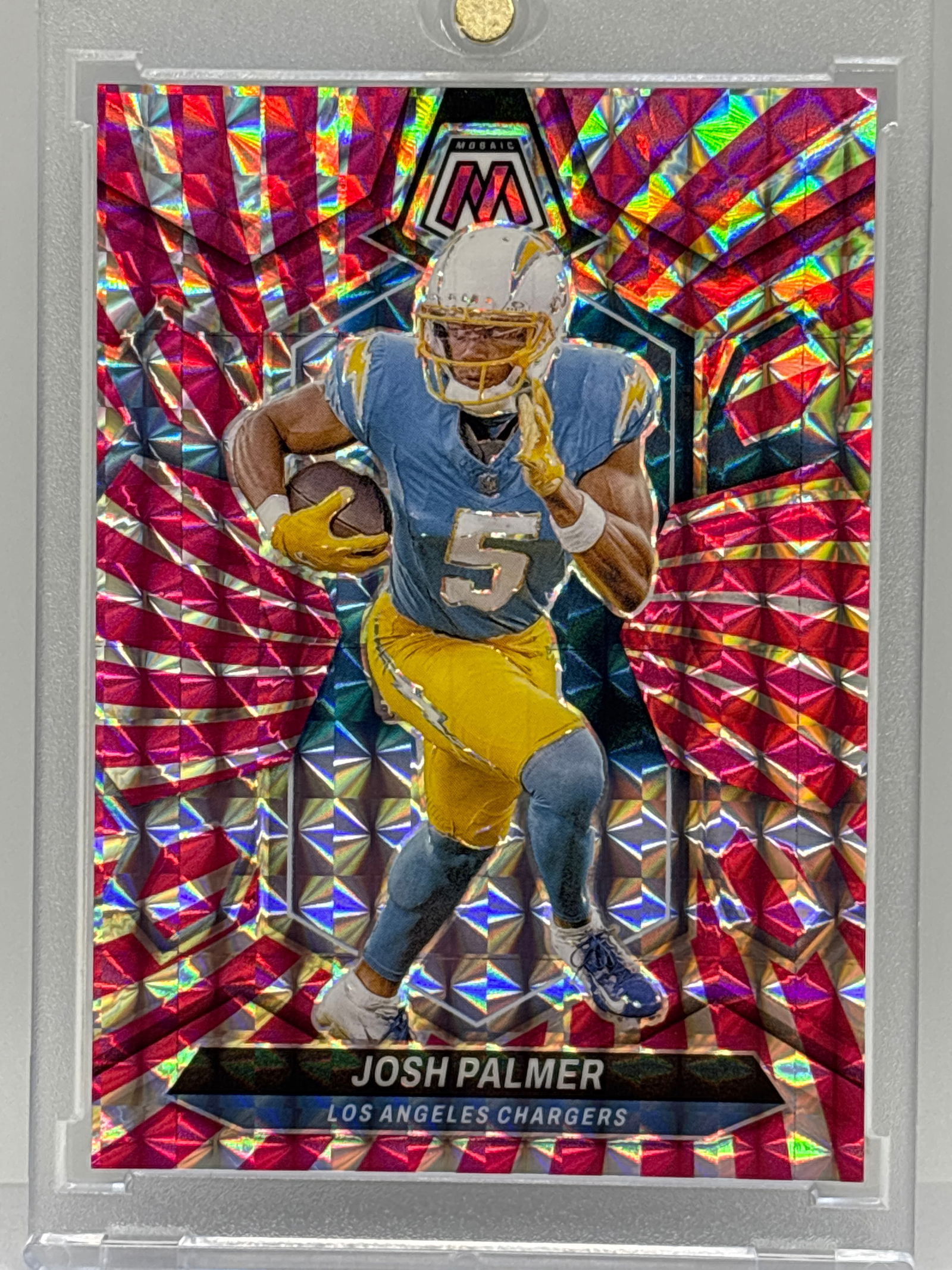 1/13!! 2024 PANINI MOSAIC JOSH PALMER PINK SWIRL PRIZM HOLO: 1/13!! 2024 PANINI MOSAIC JOSH PALMER PINK SWIRL PRIZM HOLO