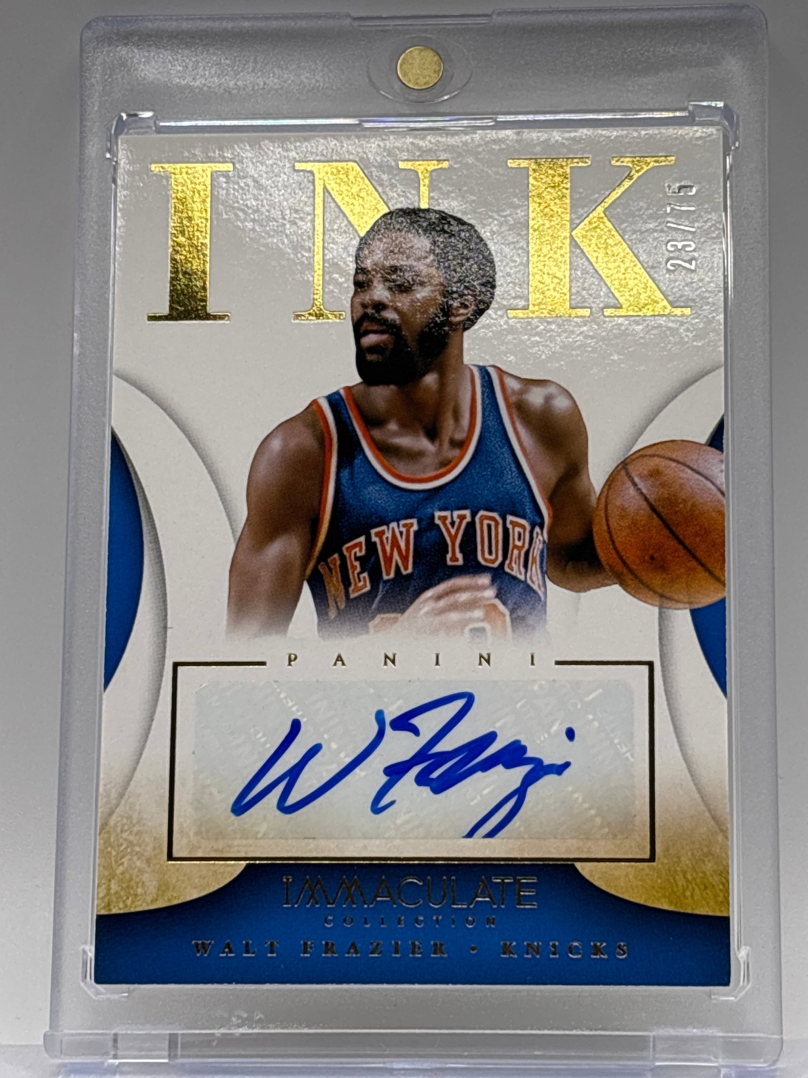 23/75!! 2013-14 PANINI IMMACULATE COLLECTION INK WALT FRAZIER AUTOGRAPH (1 of 5)