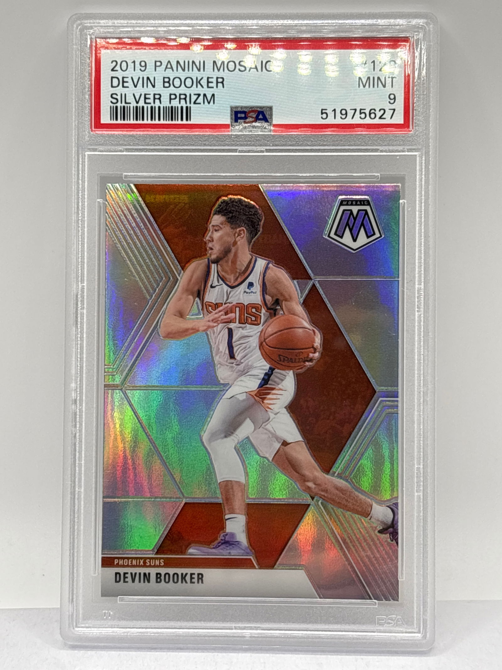 2019 PANINI MOSAIC DEVIN BOOKER SILVER PRIZM HOLO PSA MINT 9 (1 of 3)