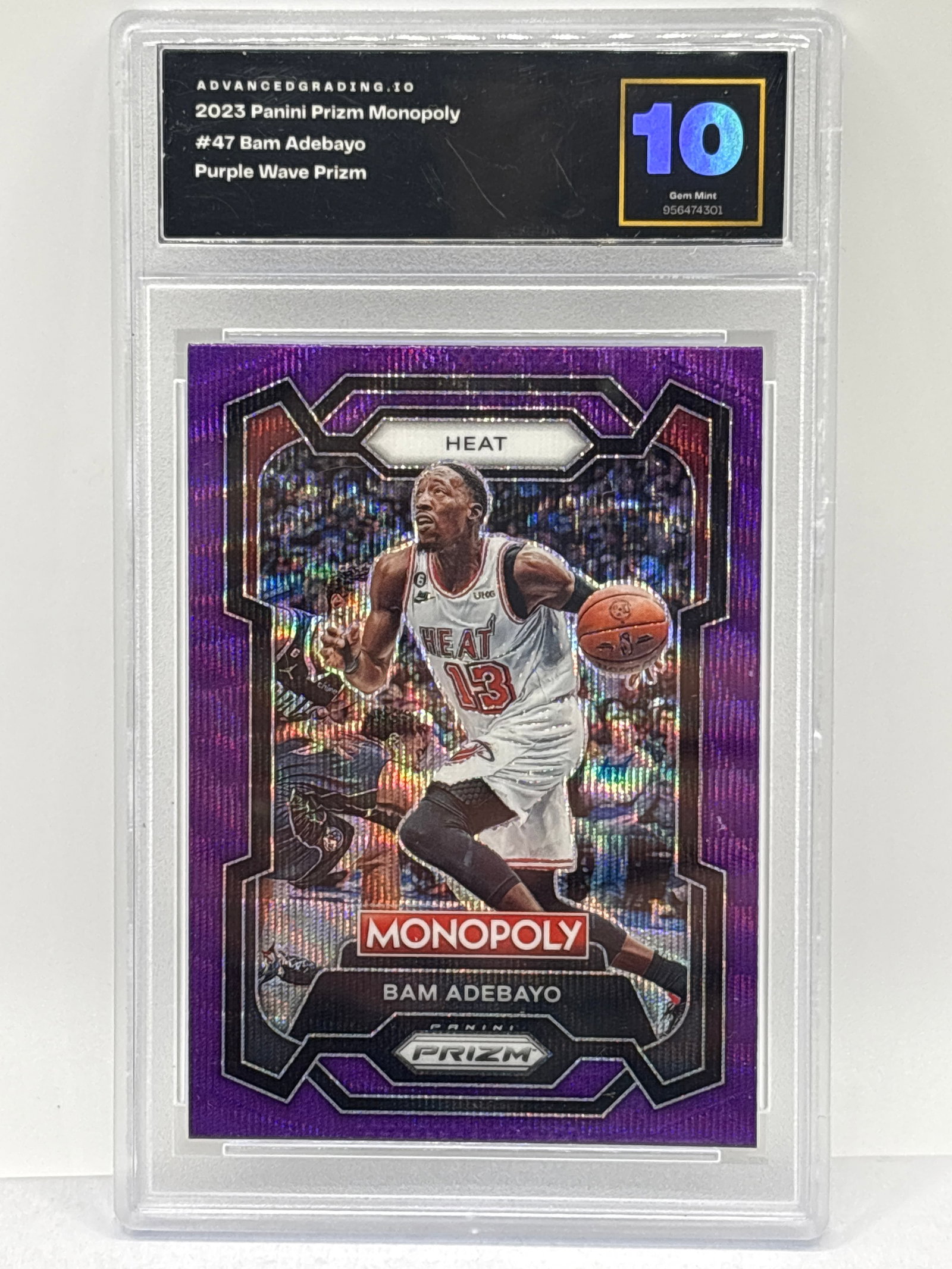 2023 PANINI PRIZM MONOPOLY BAM ADEBAYO PURPLE WAVE PRIZM HOLO GEM MINT 10 (1 of 3)