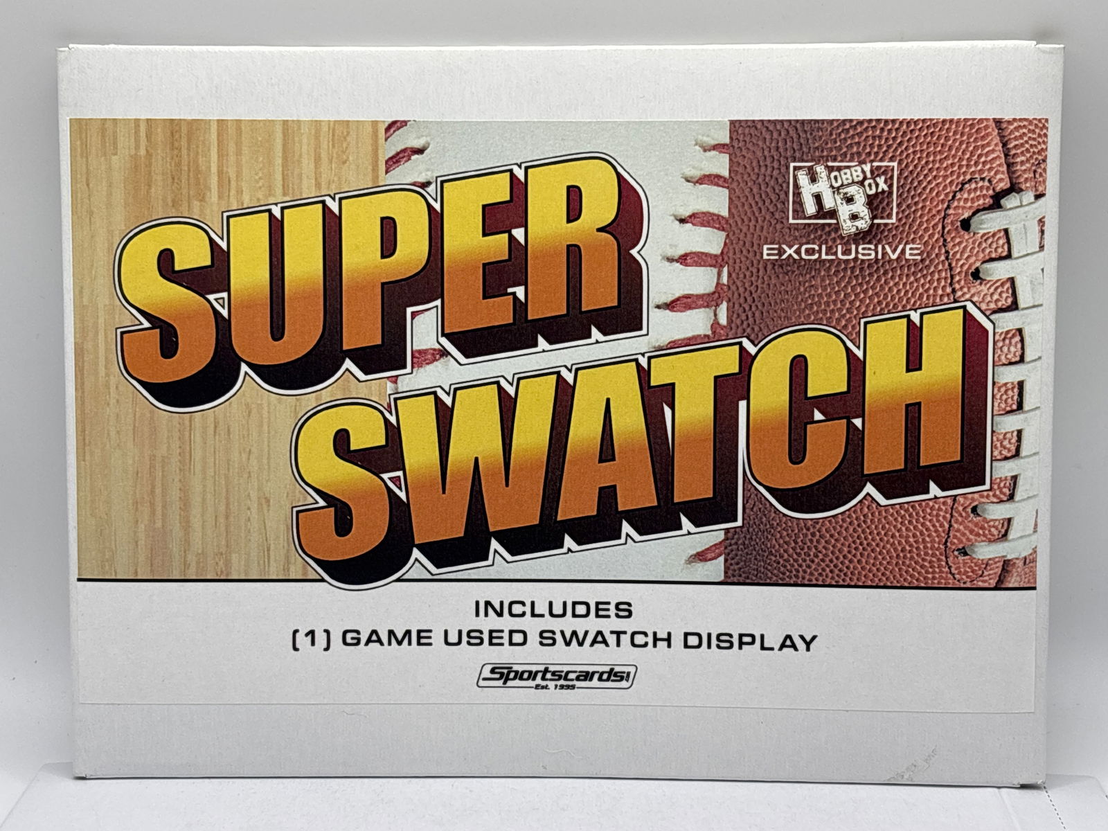 HOBBY BOX EXCLUSIVE SUPER SWATCH GAME USED SWATCH DISPLAY CARD (1 of 1)