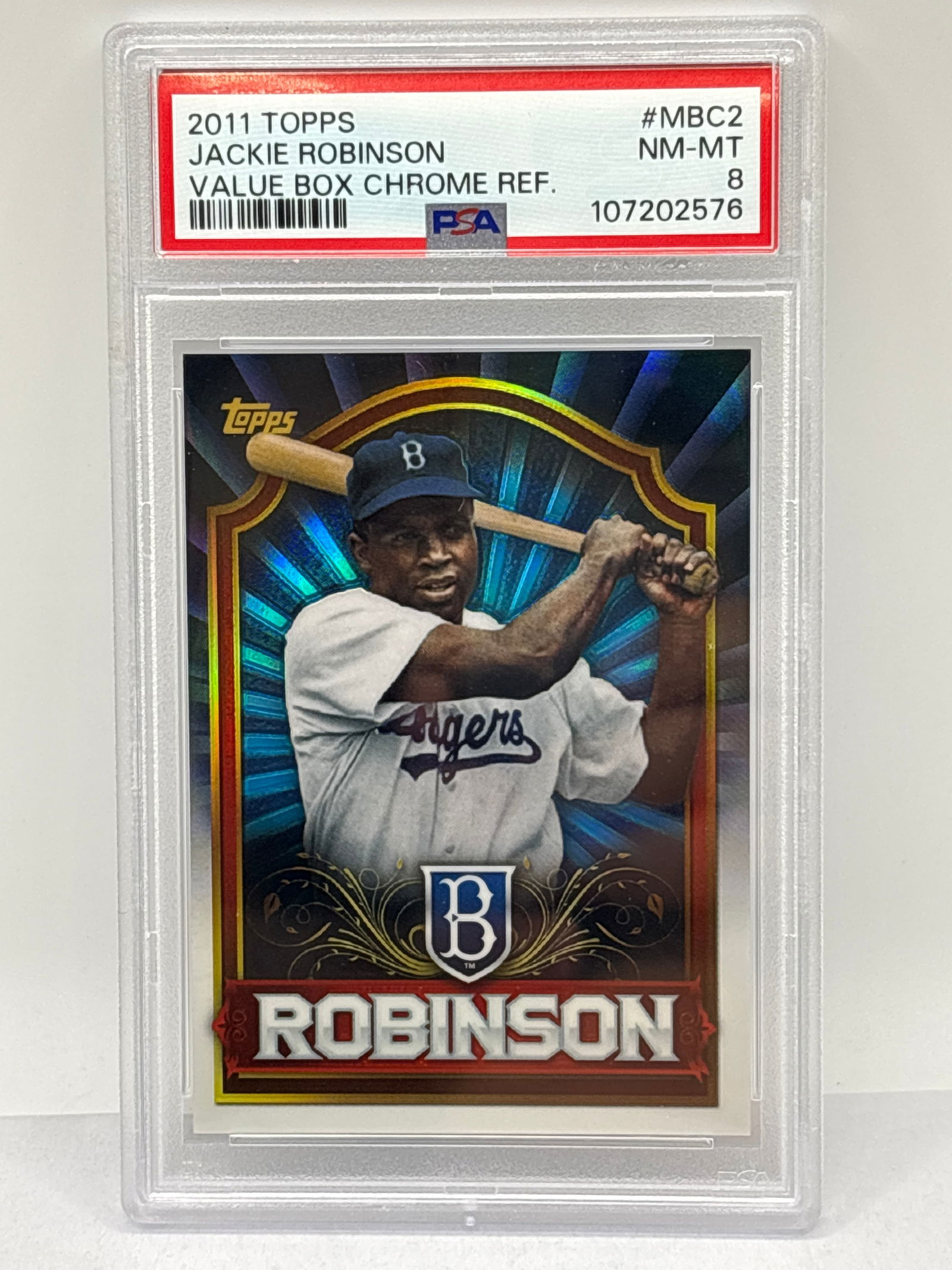 POP 7!! 2011 TOPPS CHROME REFRACTOR JACKIE ROBINSON VALUE BOX SP PSA NM-MT 8 (1 of 3)