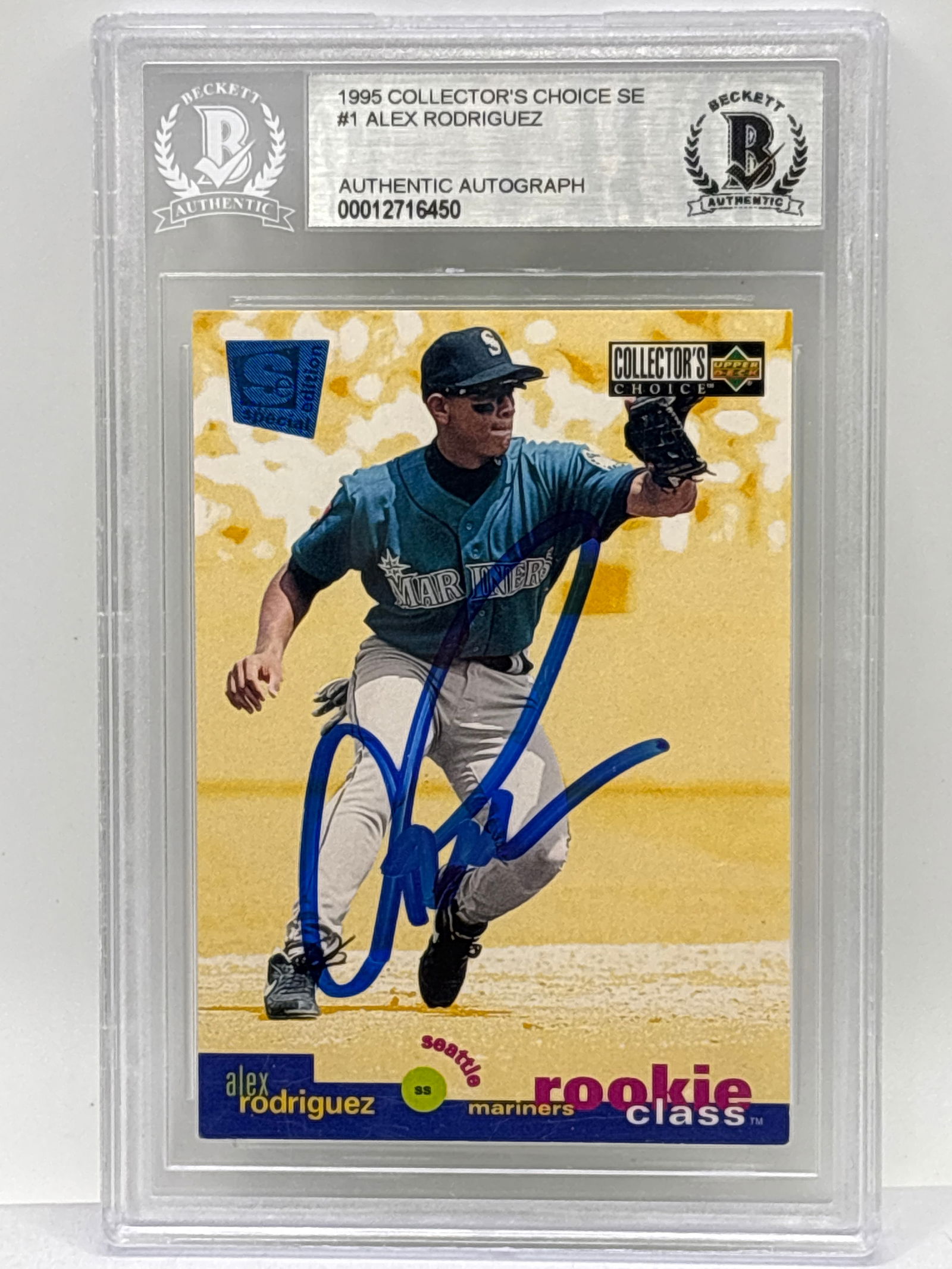 1995 COLLECTORS CHOICE SPECIAL EDITION ALEX RODRIGUEZ ON-CARD AUTOGRAPHED RC BECKETT AUTHENTIC (1 of 4)