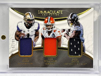 57/99!! 2017 PANINI IMMACULATE COLLECTION MIKE WILLIAMS & COREY DAVIS & JOHN ROSS TRIPLE PATCH: 57/99!! 2017 PANINI IMMACULATE COLLECTION MIKE WILLIAMS & COREY DAVIS & JOHN ROSS TRIPLE PATCH