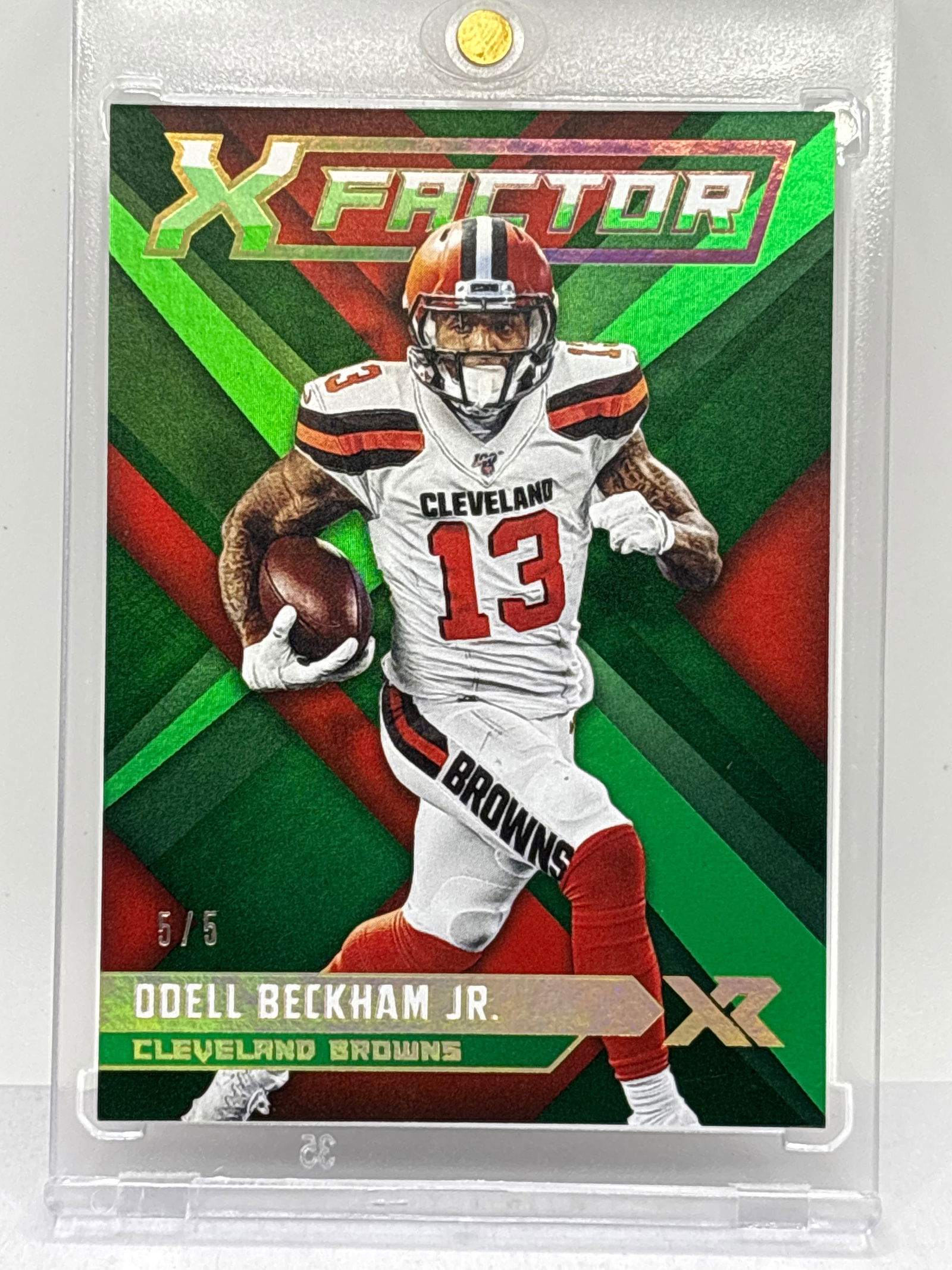 EXTREMELY RARE 5/5!!  2019 PANINI XR ODELL BECKHAM XFACTOR GREEN (1 of 4)