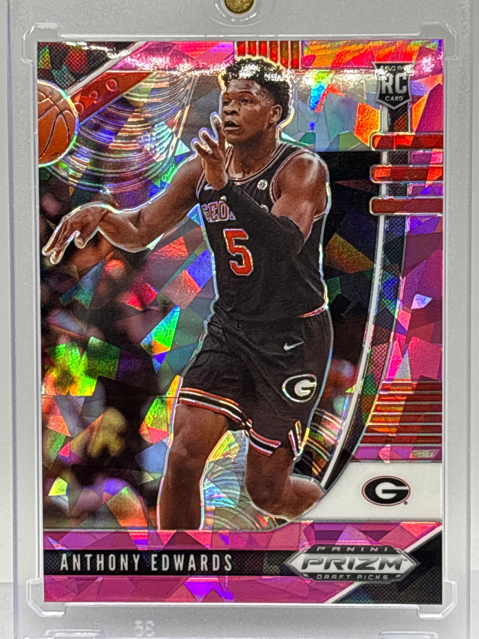 2020 PANINI PRIZM DRAFT PICKS ANTHONY EDWARDS PINK CRACKED ICE PRIZM HOLO ROOKIE CARD (1 of 3)