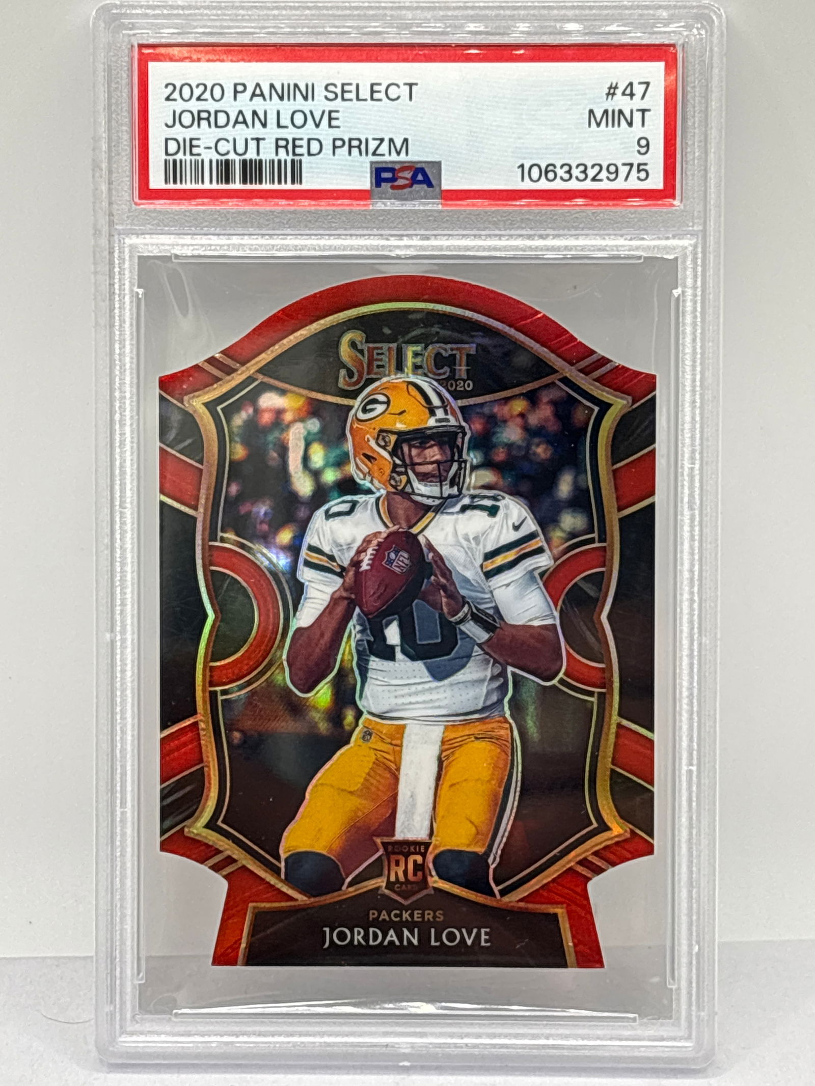 2020 PANINI SELECT JORDAN LOVE DIE-CUT RED PRIZM HOLO SSP ROOKIE CARD PSA MINT 9 (1 of 3)