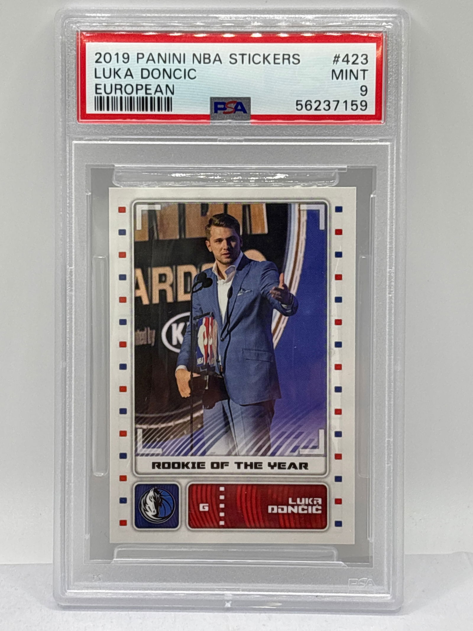 2019 PANINI NBA STICKERS LUKA DONCIC EUROPEAN ROOKIE OF THE YEAR PSA MINT 9 (1 of 3)